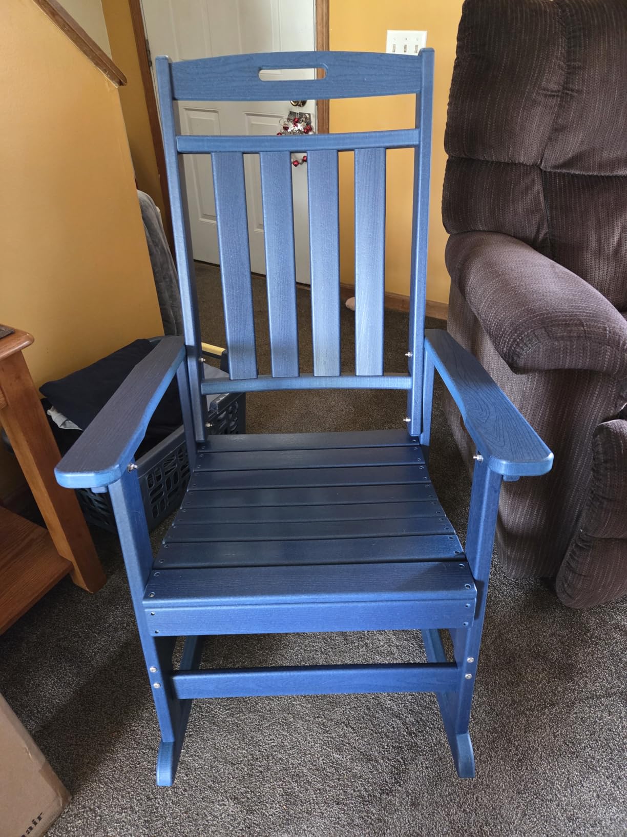Plawdlik Oversized Outdoor Rocking Chair - All-Weather Resistant, HDPE Heavy Duty Patio Rockers with High Back for Porch, Lawn, Garden, Modern Style, Coffee customer photo 2