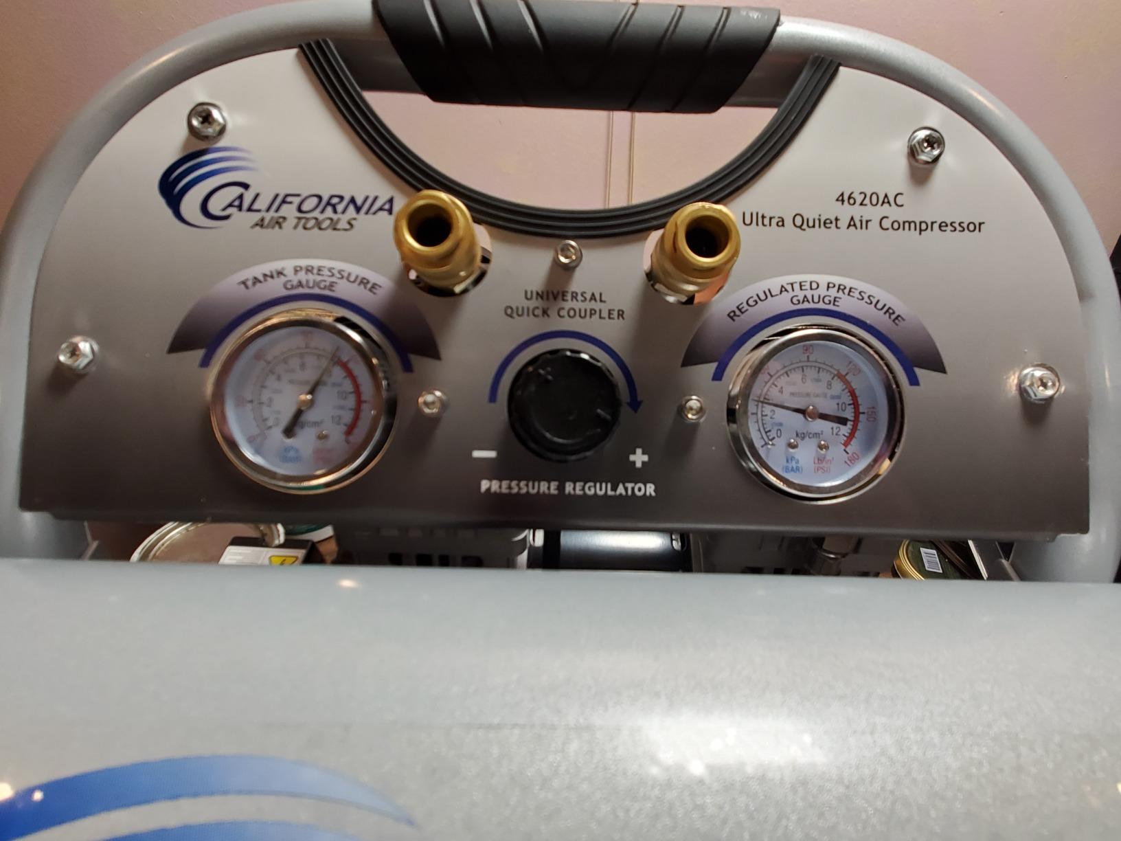 California Air Tools 4620AC Powerful 2.0 HP Ultra Quiet and Oil-Free Air Compressor, 4.6 Gallon Tank Capacity, 70 dB Noise Level, Electric, Portable, 110v / 60hz, Silver customer photo 1