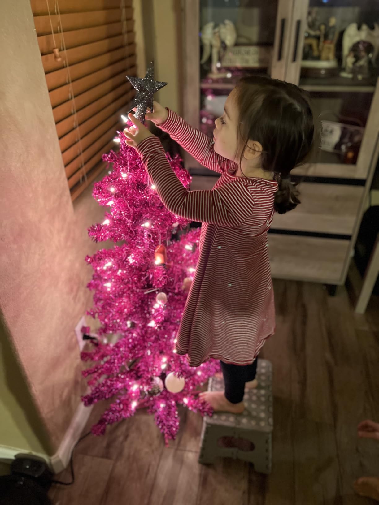 National Tree Company 4ft Pre-Lit Mini Artificial Christmas Tree | 70 Clear Lights, 110 Tips, Includes Stand, White Iridescent Tinsel customer photo 1