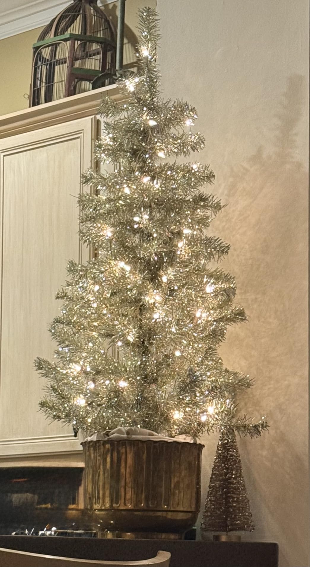 National Tree Company 4ft Pre-Lit Mini Artificial Christmas Tree | 70 Clear Lights, 110 Tips, Includes Stand, White Iridescent Tinsel customer photo 2