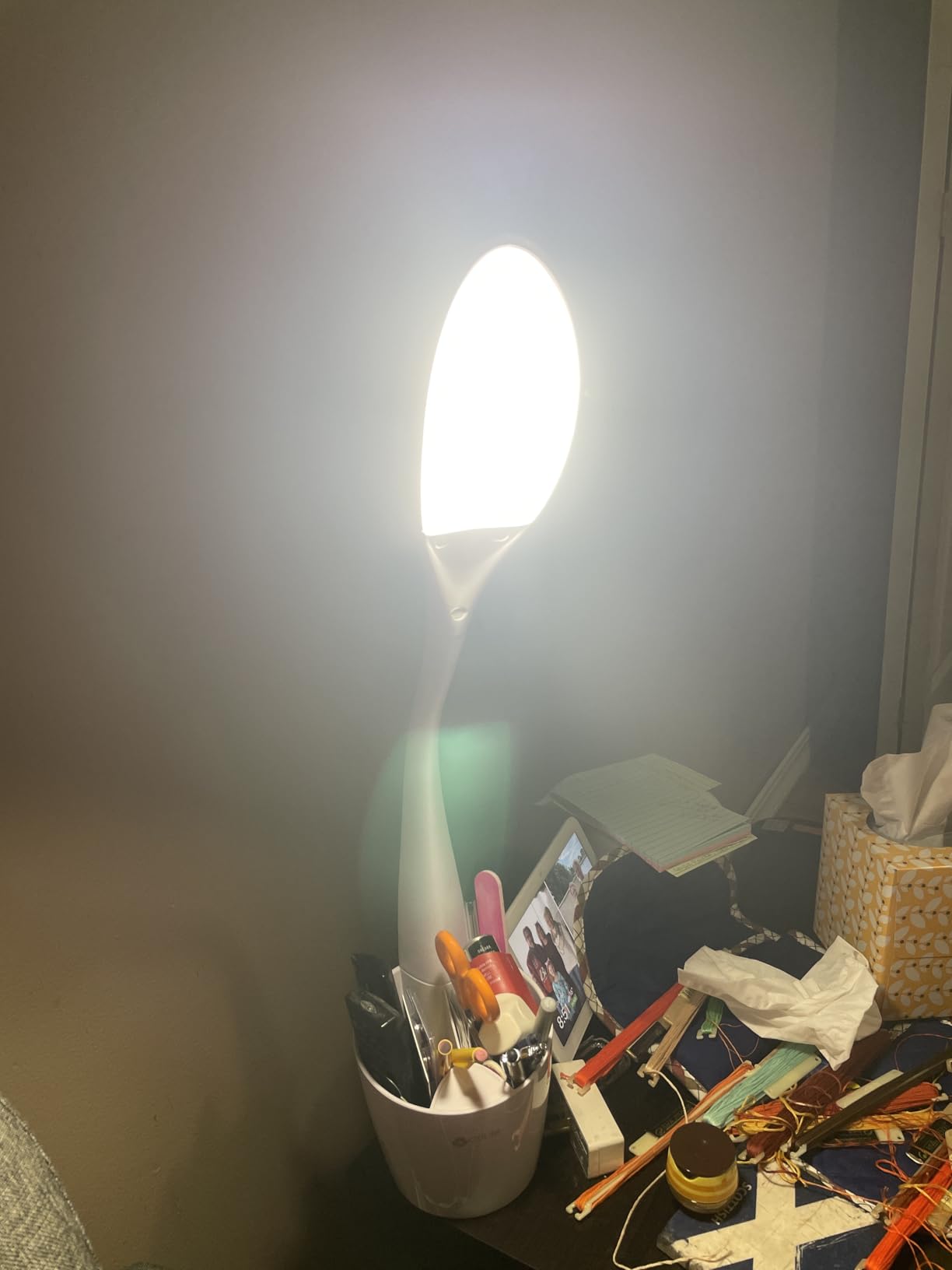 OttLite Organizer LED Desk Lamp with Flexible Neck and Storage, White | Natural Daylight LEDs | 4 Brightness Settings | Storage Compartments | Adjustable Flexible Neck customer photo 1