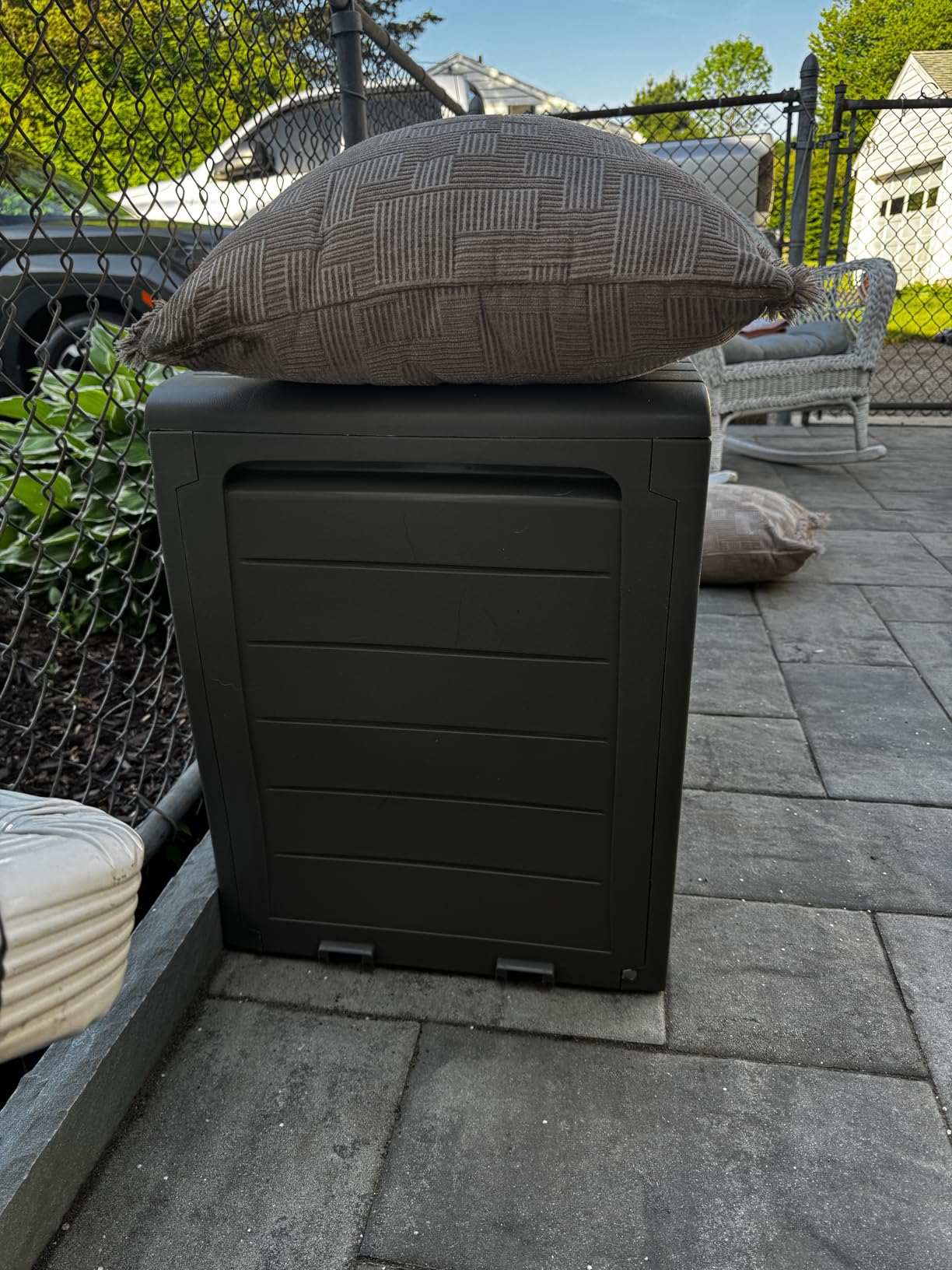 Keter Marvel Plus 71 Gallon Resin Outdoor Storage Box for Patio Furniture Cushions, Throw Pillows, Garden Tools and Pool Floats, Brown customer photo 2