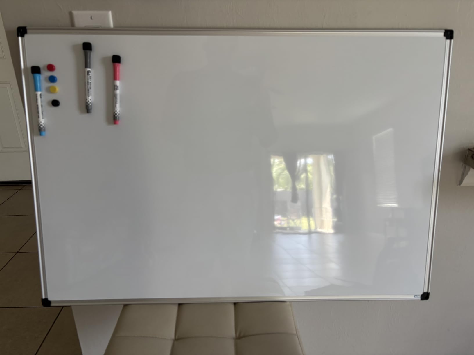 XBoard Magnetic Dry Erase Whiteboard 48 x 36 Inch, 4' x 3' Premium White Board for Wall with Marker Tray, Silver Aluminum Frame Presentation Board for Home Office Classroom customer photo 2