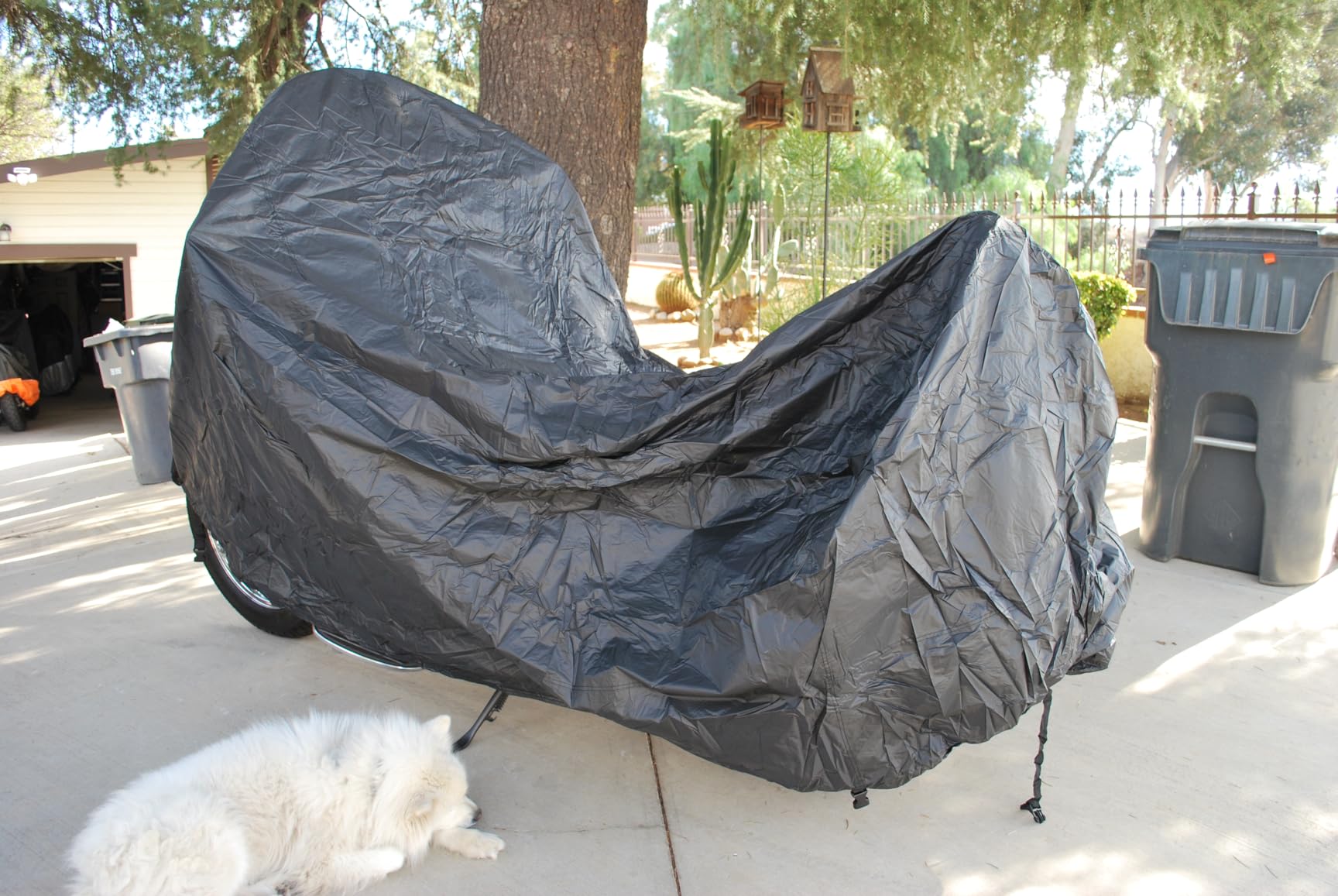 XYZCTEM New Generation Motorcycle Cover - All Weather Black XXXLX Large | Heavy Duty Waterproof Outdoor Protects Fits up to 116 inch for Harley Davidson, Honda, Suzuki, Yamaha and More customer photo 2