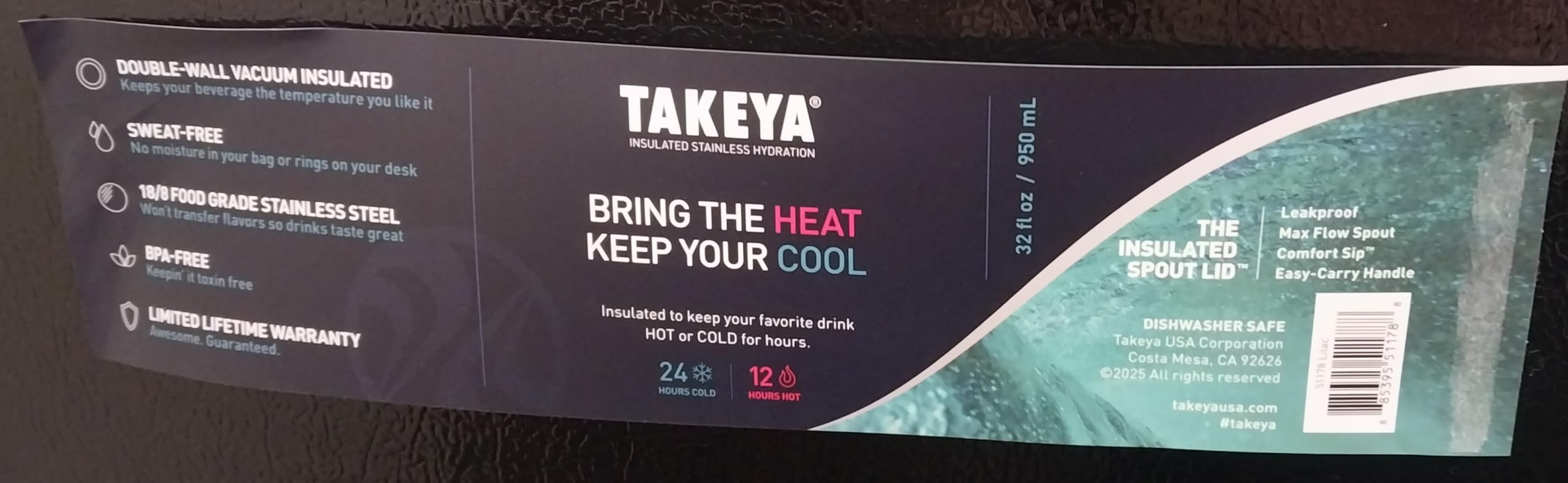 Takeya Actives Stainless Steel Water Bottle, Insulated Spout Lid, Keeps Drinks Cold 24 Hrs, Leakproof, Durable, Dishwasher Safe, Ideal for Gym, Travel, Fits Most Cup Holders, 40 oz/Midnight Blue customer photo 1