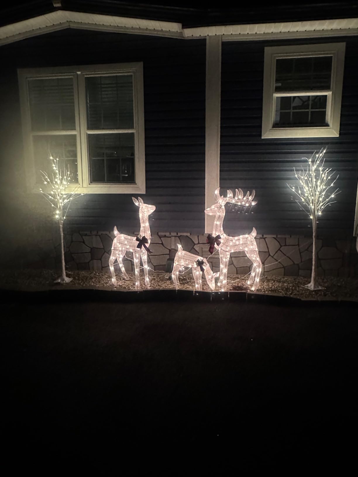3-Piece White Fabric Reindeer Family - Lighted Deer Set - 210 Lights 52