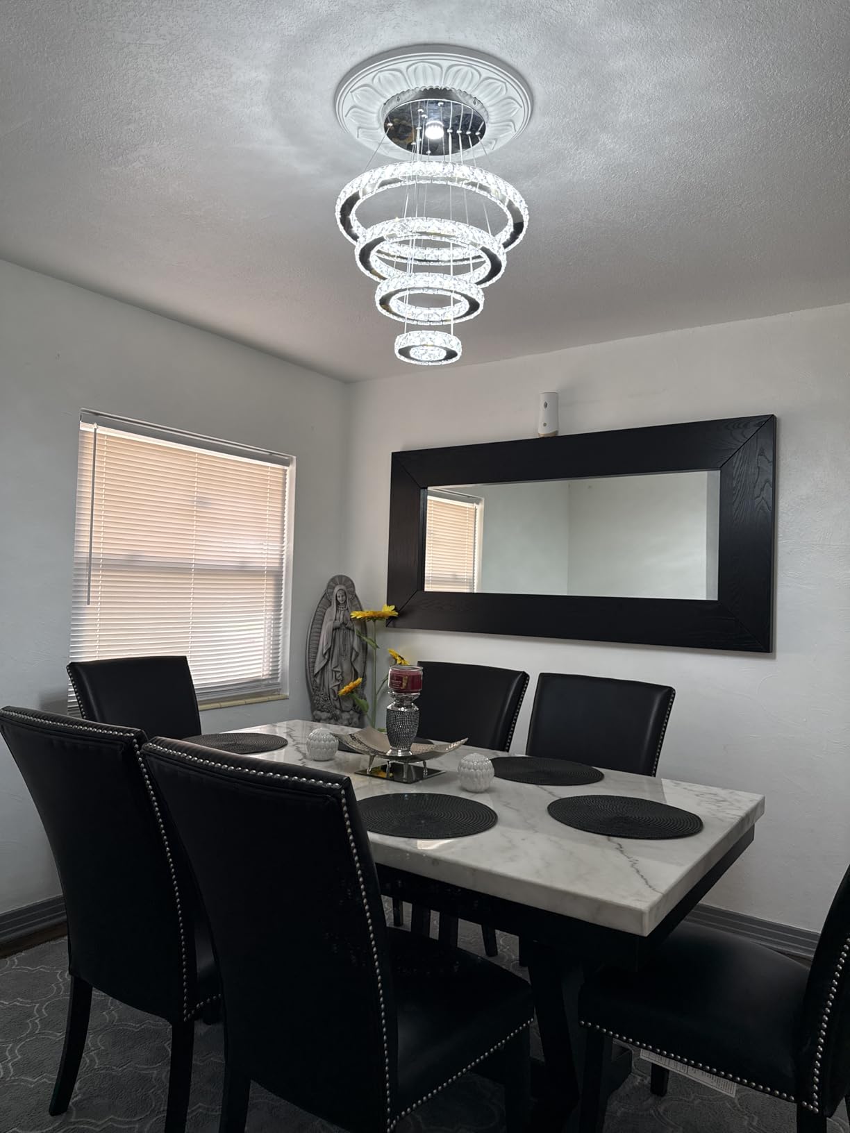 Crystal Chandeliers Modern LED Rings Pendant Light Adjustable Stainless Steel Ceiling Light Fixture for Living Room Dining Room Bedroom customer photo 1