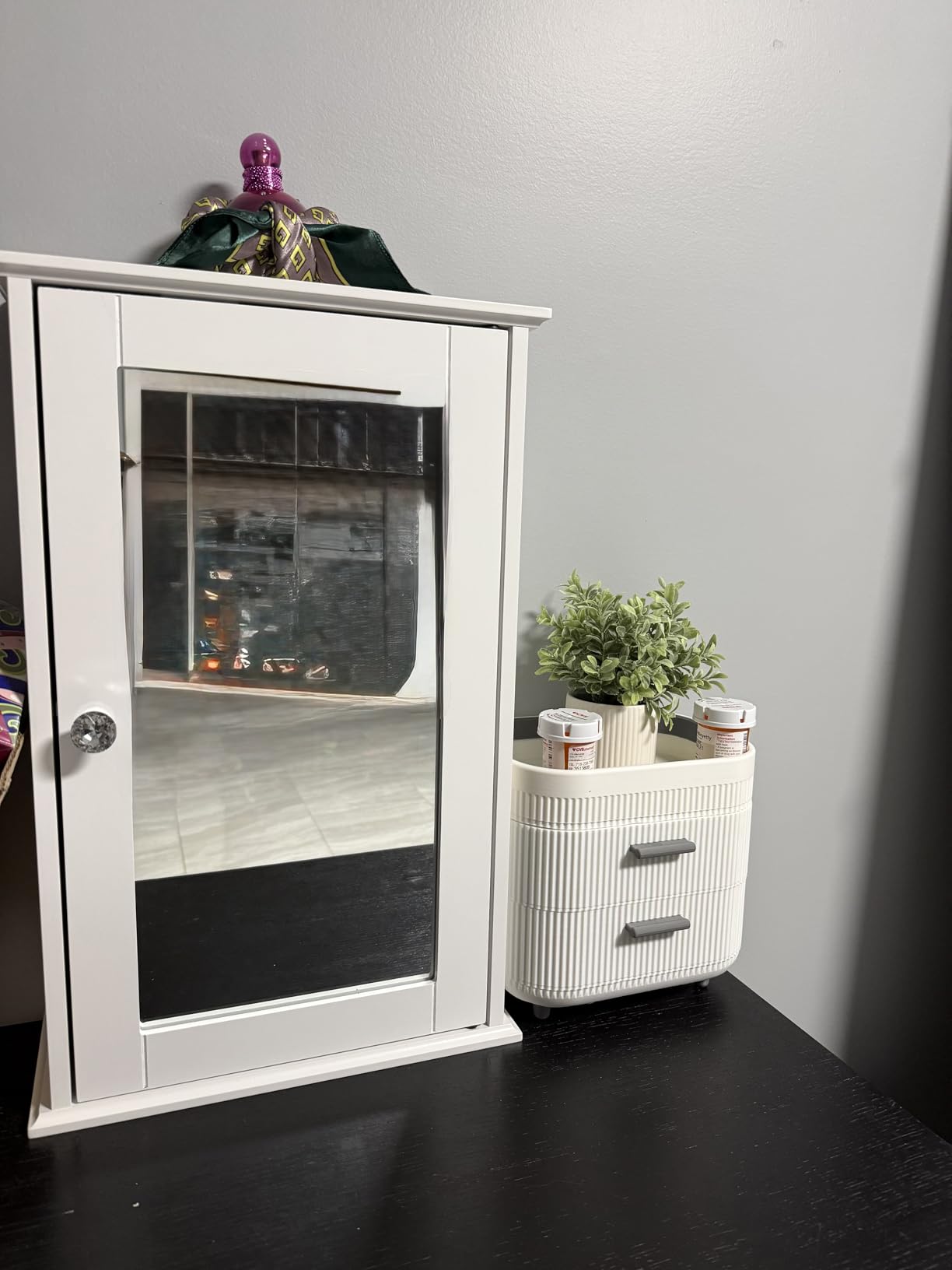 Bonnlo White Mirrored Medicine Cabinet - Wall Mounted Bathroom Storage Organizer with Single Door, 2 Adjustable Shelves & Magnetic Lock, Small Vanity Cabinet for Over the Toilet/Sink customer photo 2