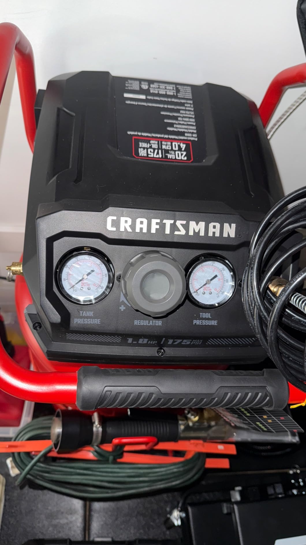 Craftsman Air Compressor, 20 Gallon Oil-Free 1.8 HP Max 175 PSI Pressure Two Quick Couplers (CMXECXA0232043) customer photo 2
