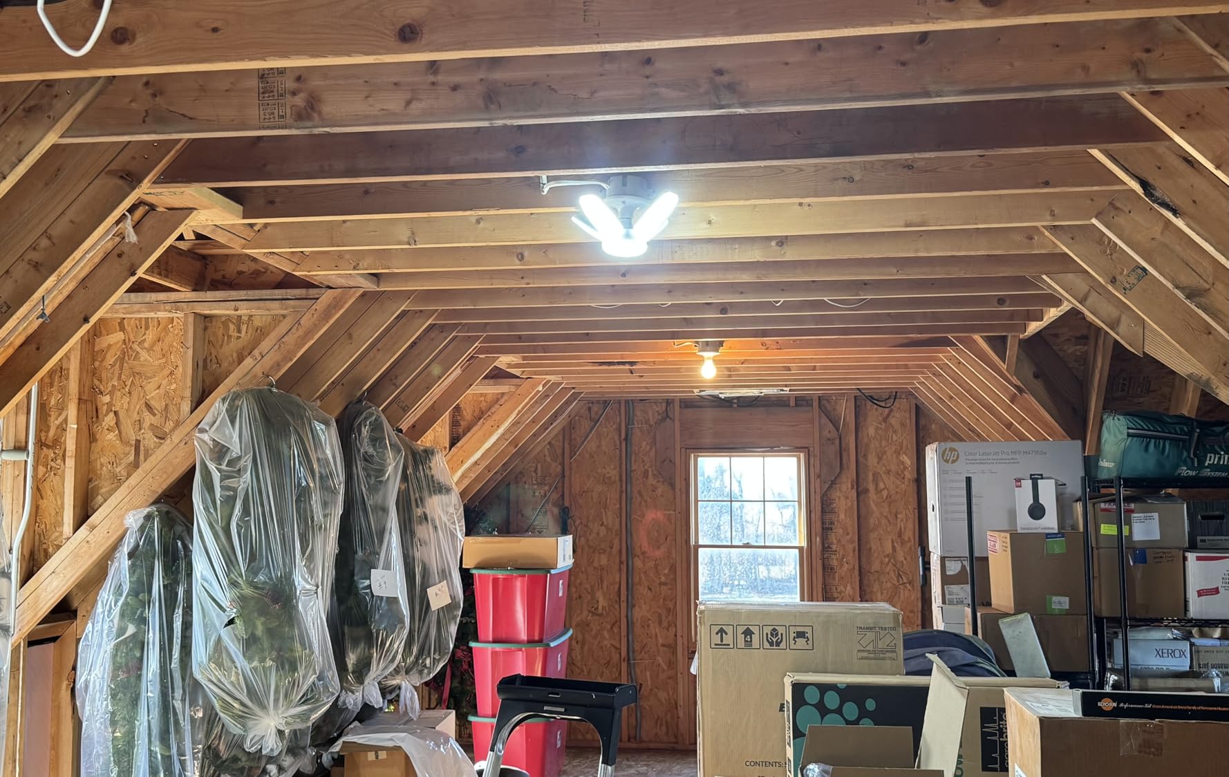 4 Pack LED Garage Lights, 6000LM 60W Deformable Shop Light with 4 Adjustable Panels, 6000K Garage Lights Ceiling Led, E26 Base - 360 Degree Foldable Design for Warehouse/Basement/Workshop customer photo 1
