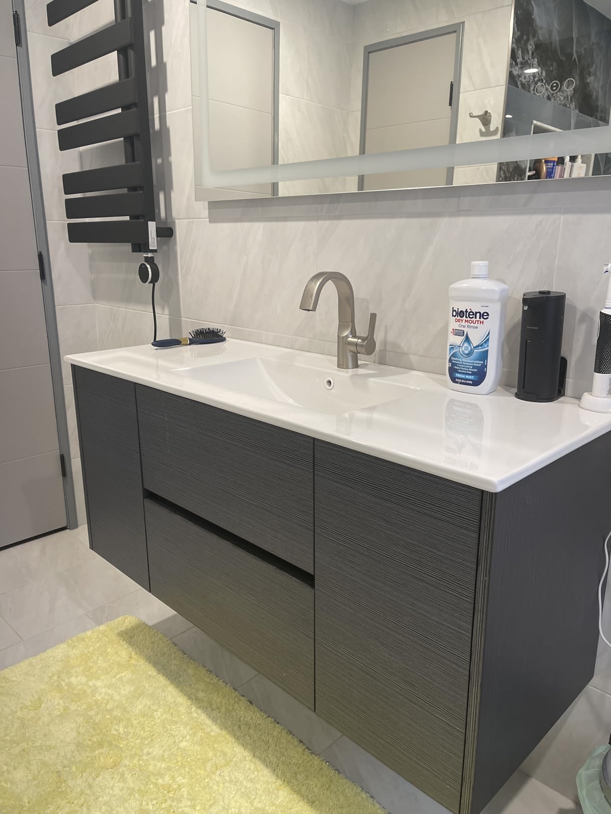 Blossom 48 Inch Pre-Assembled Floating Vanity Double Sink - Modern Wall Hung Bathroom Cabinet - Moisture-Resistant Silver Grey Wood, Soft-Close Doors, Easy Master Bath Installation customer photo 1