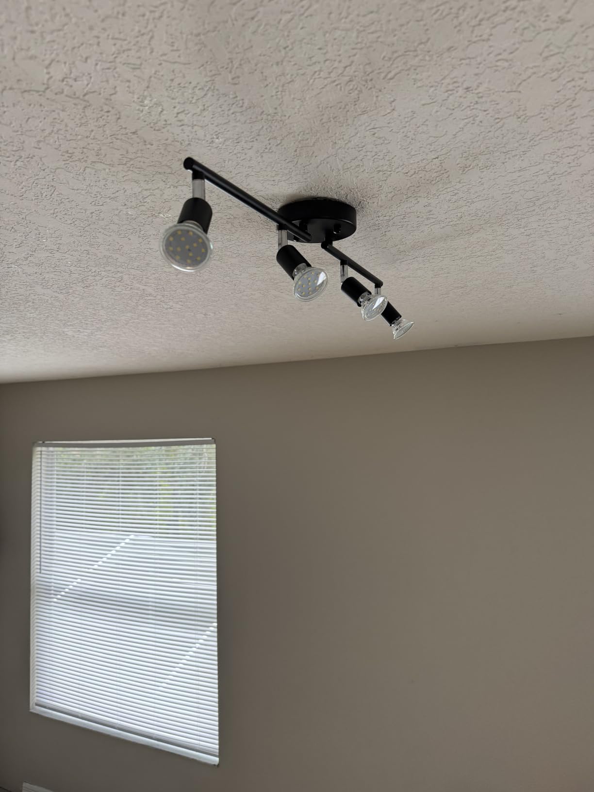 LED 4 Light Track Lighting Kit, 24.8'' Black 4 Way Ceiling Spot Lighting, Flexibly Rotatable Head, Track Light Included 4 x LED GU10 Bulb (4W, Daylight White 5000K, 400LM) customer photo 2