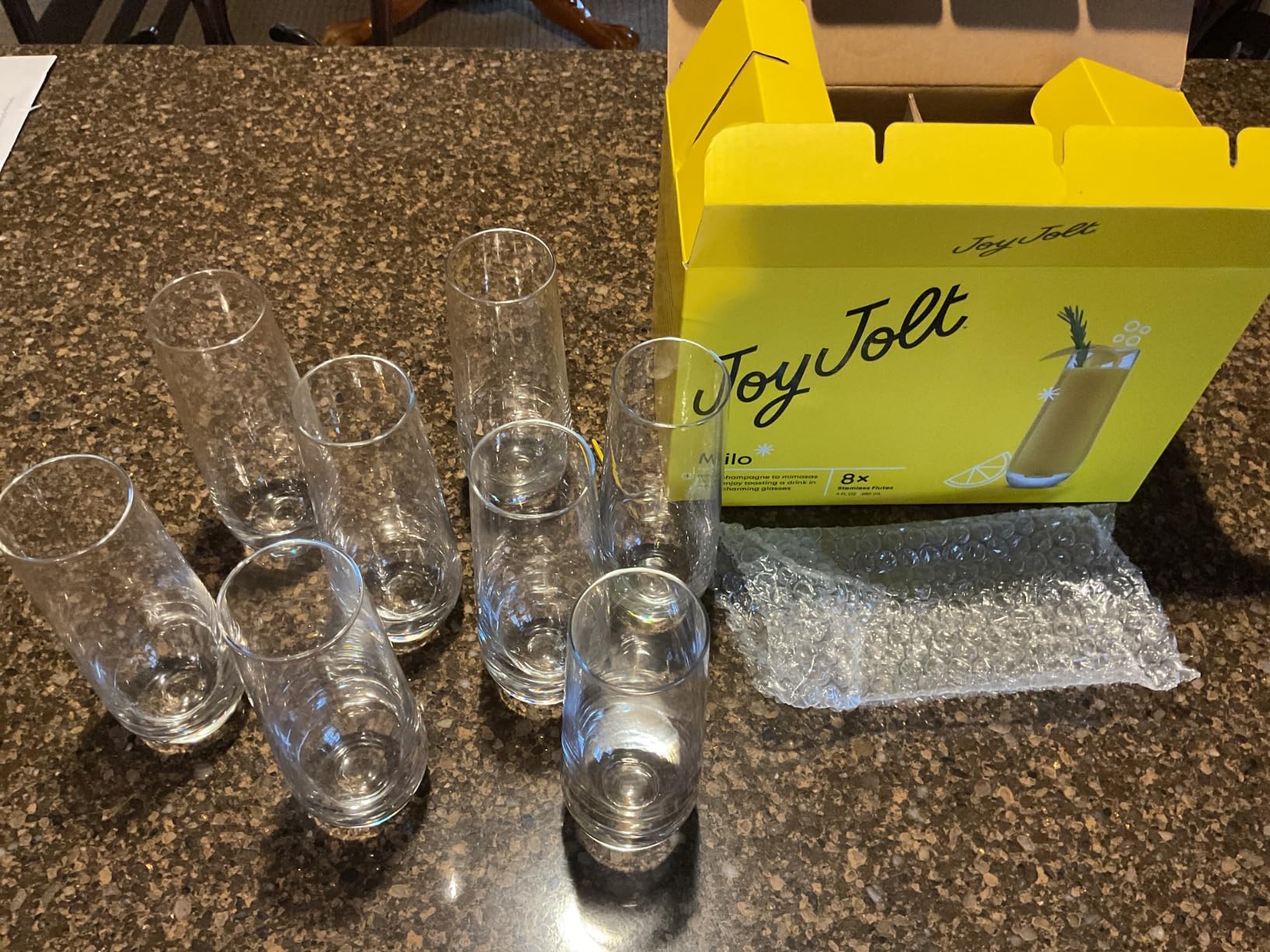 JoyJolt Milo Stemless Champagne Flutes Set of 8 Crystal Glasses. 9.5oz Prosecco Wine Flute, Mimosa Glasses, Cocktail Glass Set, Water Highball Glass, Bar Glassware customer photo 1