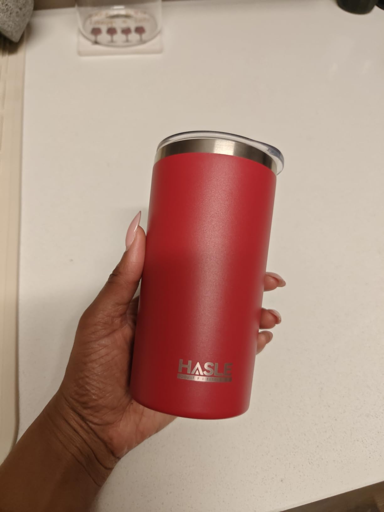 HASLE OUTFITTERS 20 oz Skinny Tumblers Bulk Set, Stainless Steel Insulated Slim Tumblers with Lids, Reusable Double Wall Travel Coffee Mugs, Durable Powder Coated Travel Water Cups (Black, 4) customer photo 2