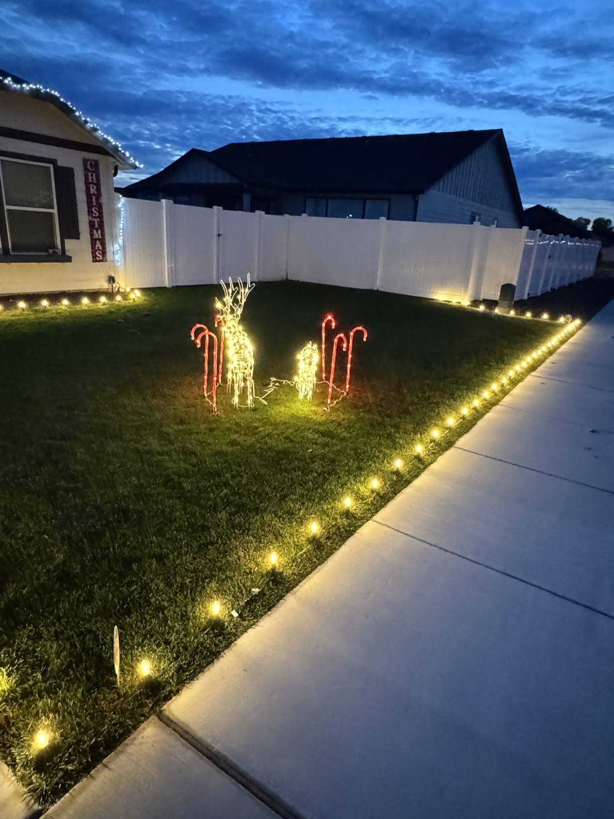 Christmas Pathway Lights Outdoor, 26 FT Connectable C9 LED Christmas Lights Outdoor, Waterproof String Lights with 20 Led Lights and Stakes, Christmas Decorations for Walkway Driveway, Warm White customer photo 1