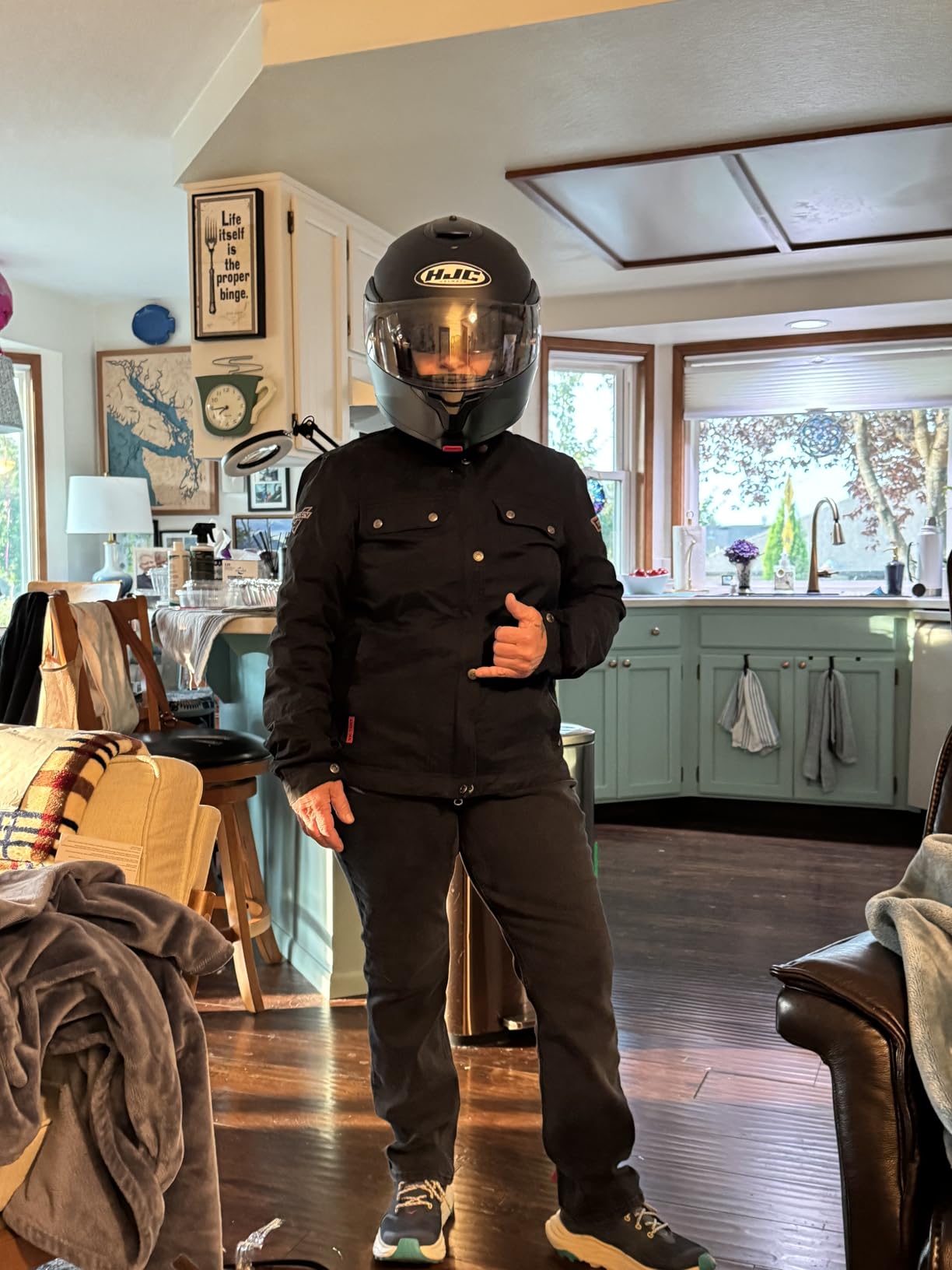 HJC C91 Solid Modular Motorcycle Helmet with HJ-17 Pinlock Shield, DOT Approved (Semi Flat Black, Large) customer photo 1
