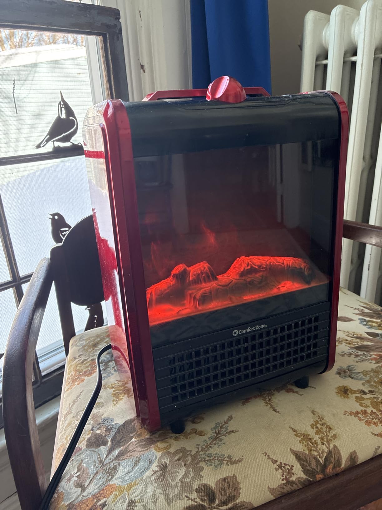 Comfort Zone Electric Mini Fireplace Space Heater with Realistic 3D Flame, Stay-Cool Body, Carry Handle, Overheat Sensor, and Safety Tip-Over Switch, Ideal for Home, Bedroom, & Office, 1,200W, CZFP1BK customer photo 2