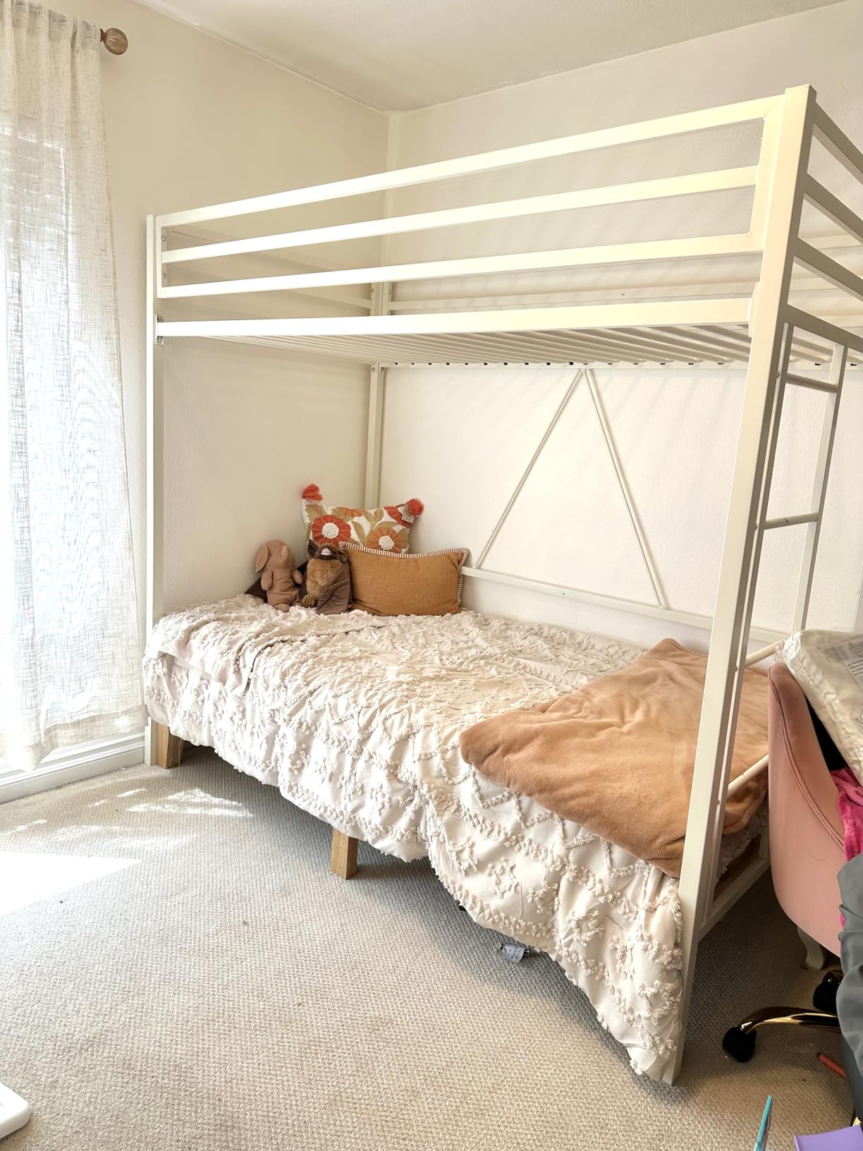 Allewie Metal Loft Bed Twin Size with Guardrail and Ladder, Small Space Saving Design for Bedroom Kid Room and Dorm, No Box Spring Needed, Black customer photo 2