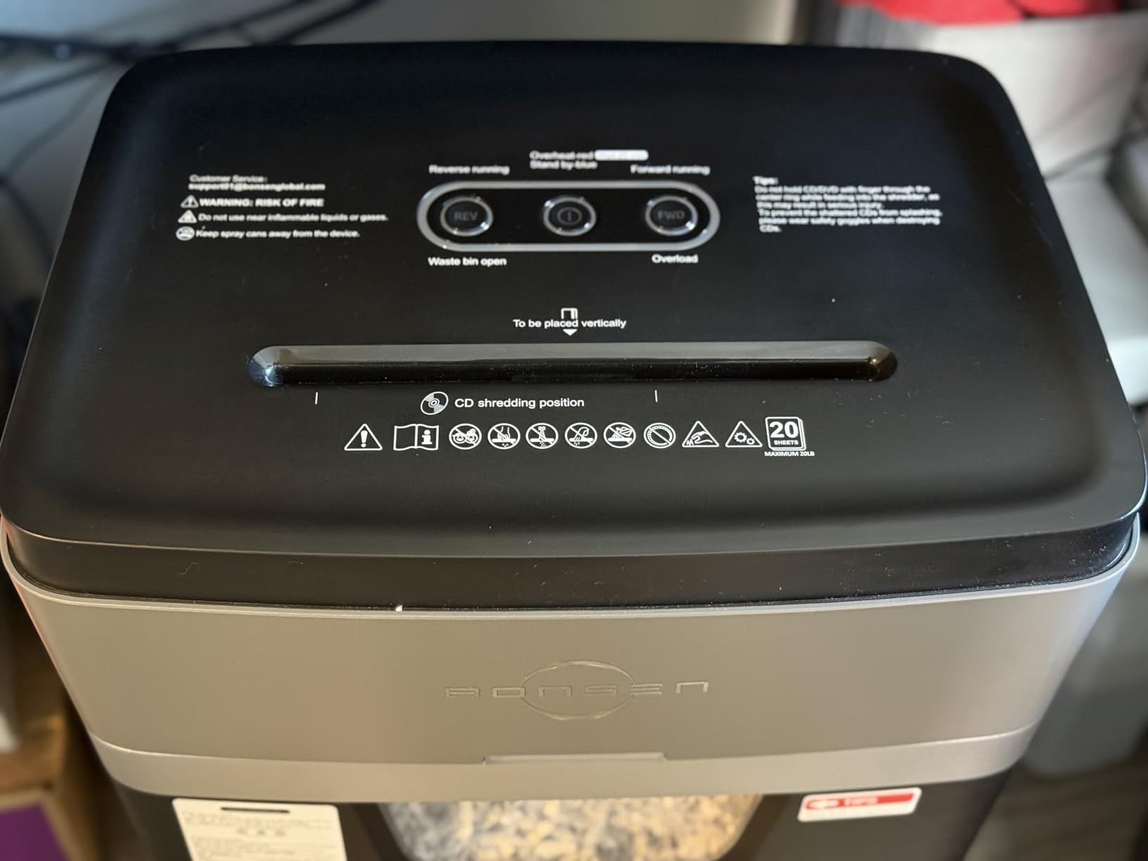 BONSEN Paper Shredder, 20-Sheet 60 Mins Nonstop Heavy Duty Paper Shredder for Office customer photo 1