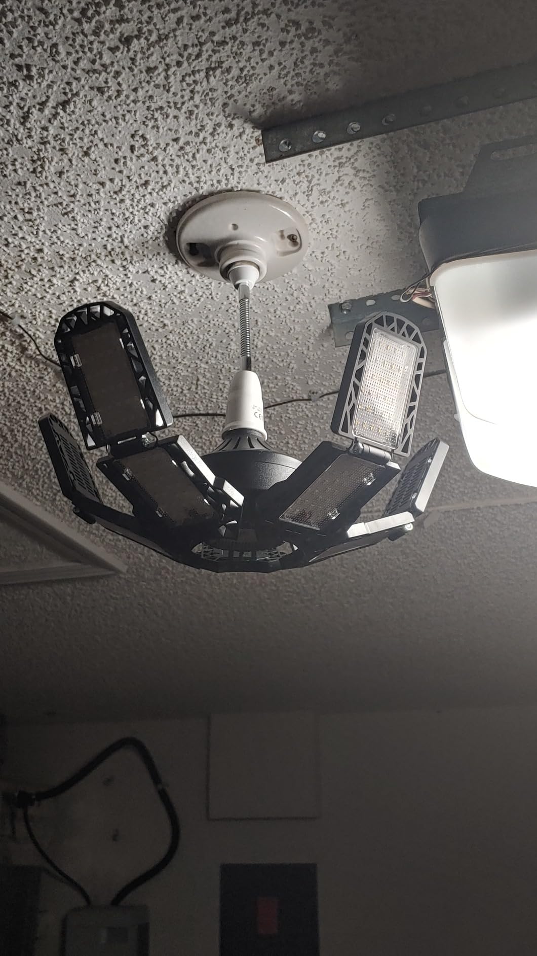 Nexillumi 2-Pack Led Garage Light 180W, 36000LM Garage Lights Ceiling LED with E26/E27 Medium Base, 6000K Deformable LED Shop Lights with 10+1 Adjustable Panels for Garage, Workshop, Attic, Basement customer photo 2