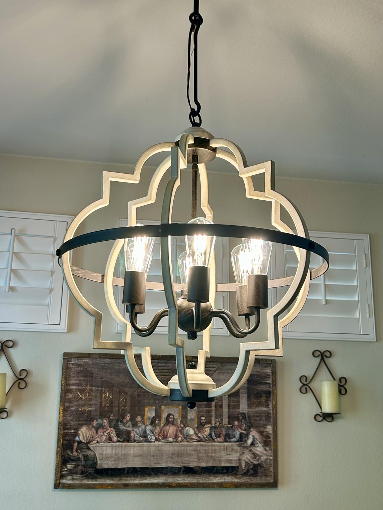 Farmhouse Rustic Chandelier, ORB+Oak Finish, 6-Light Vintage Antique Chandeliers Pendant Light Fixture for Kitchen Dining Room Living Room Entryway Foyer UL Listed customer photo 2