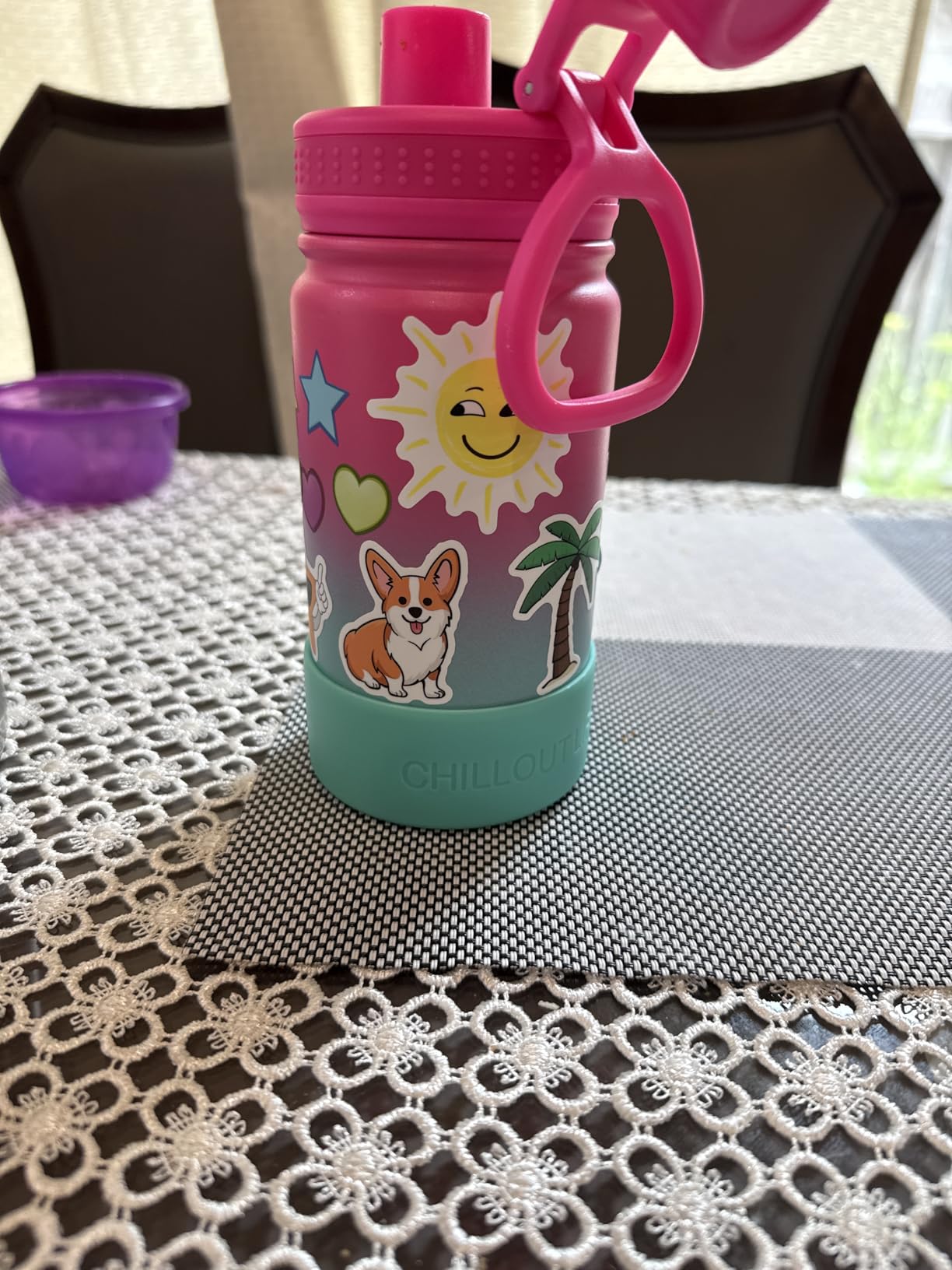 CHILLOUT LIFE 12oz Kids Insulated Stainless Steel Water Bottle w/Spout Lid | Personalize Your Bottle with 144 Waterproof Letter Stickers, Protective Silicone Boot, Leak Proof, Perfect for School & Sport customer photo 2