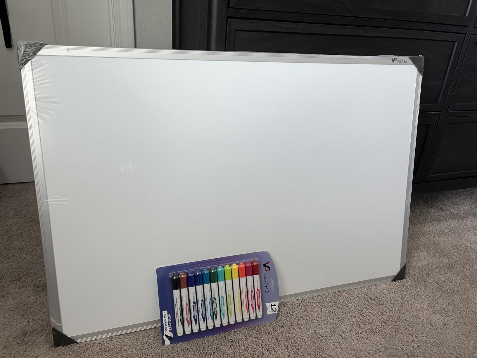 VIZ-PRO Large Magnetic Dry Erase Whiteboard, 96 x 48 Inches, Foldable | Silver Aluminum Frame, 8' x 4' Wall-Mounted White Board with Marker Tray for School Office and Home customer photo 1