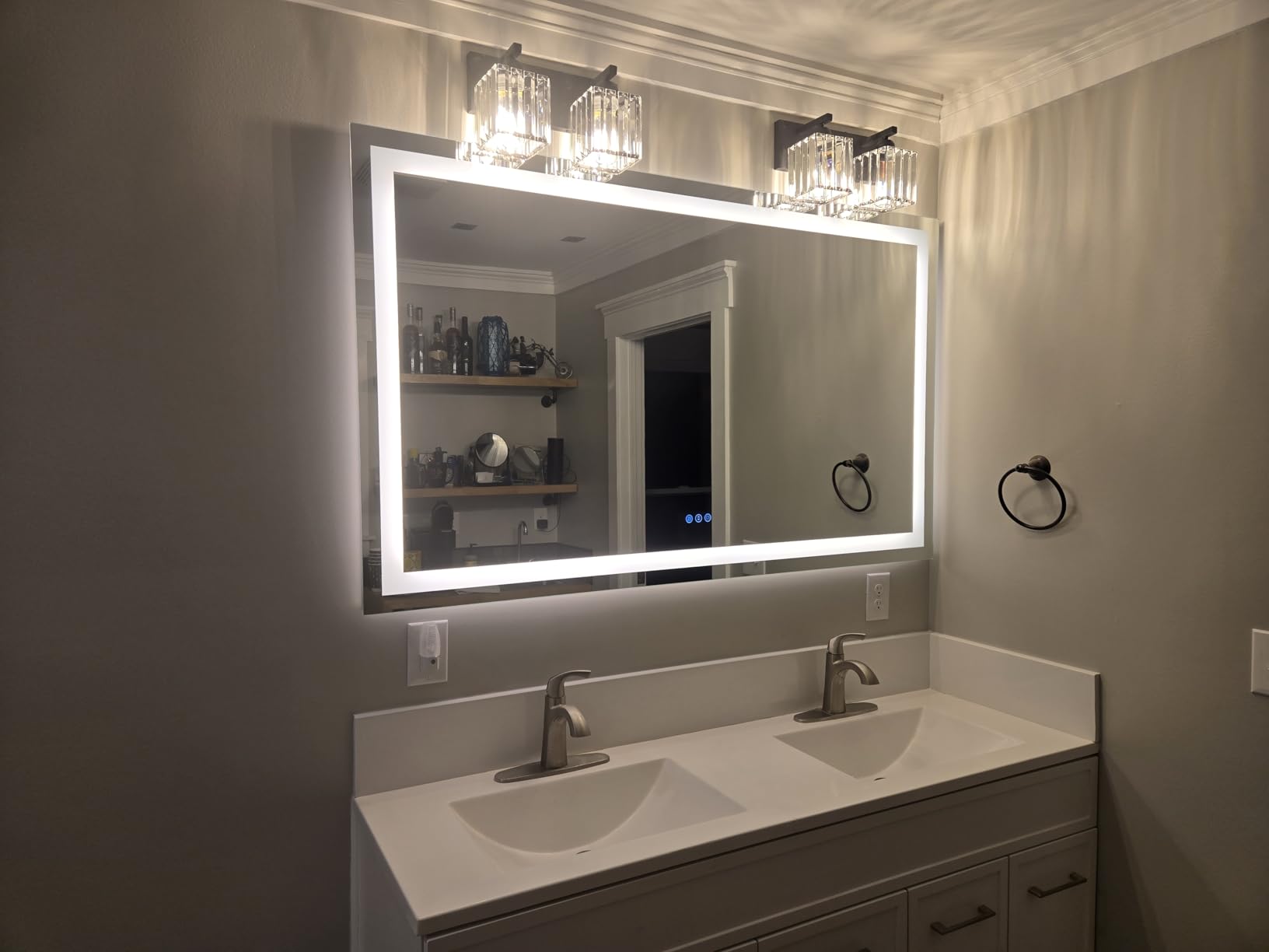 60x36 Inch LED Bathroom Mirror with Lights Front and Backlit Lighted Vanity Mirror for Bathroom Wall with 3 Colors Dimmable Anti-Fog Memory Shatter-Proof IP54 Waterproof Horizontal/Vertical customer photo 2