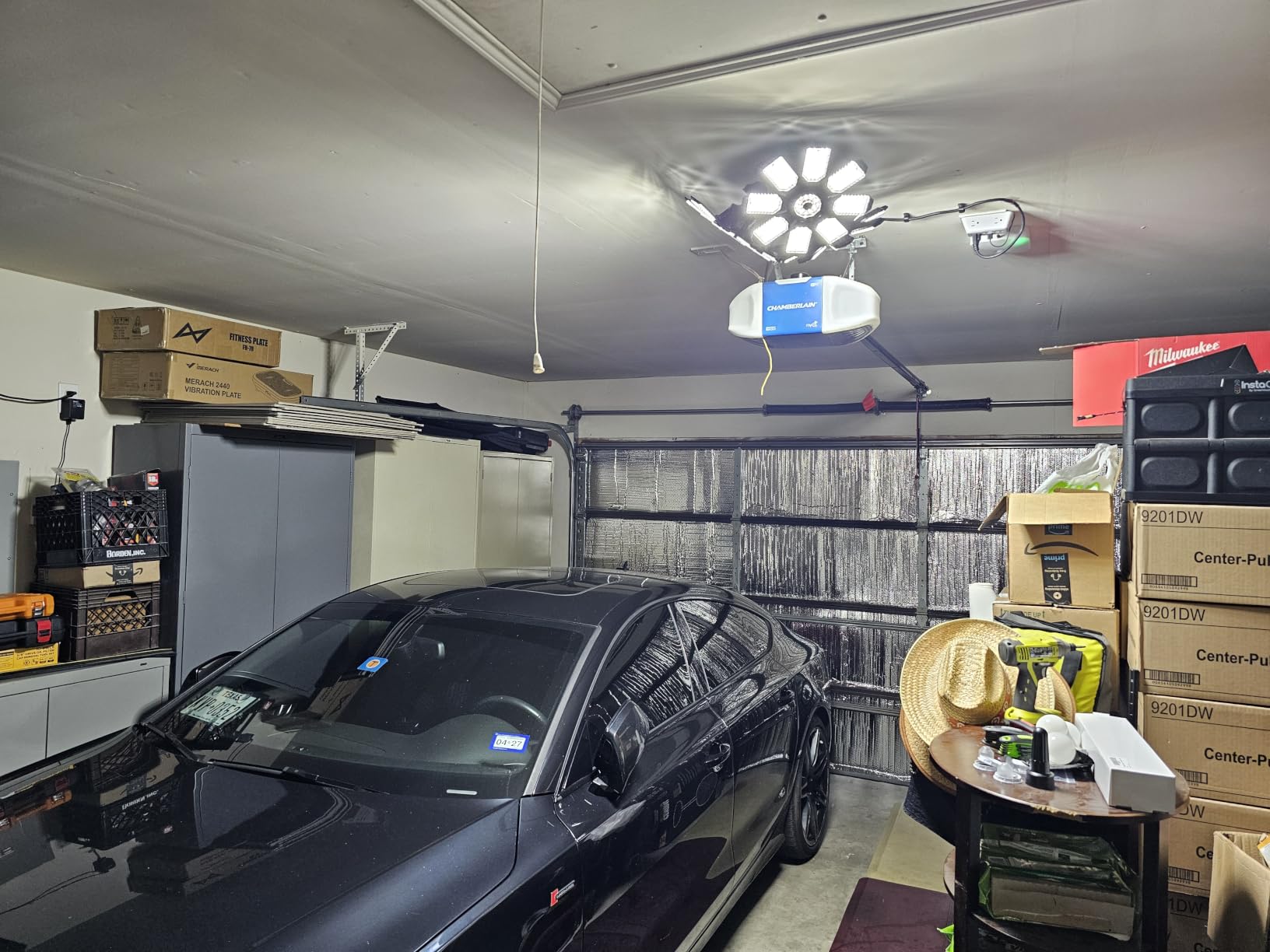 TANBABY 2 Pack LED Garage Lights, Deformable Ceiling Light, 30000LM 6500K | E26/E27 Screw-in Garage Light Bulb with 6+1 Adjustable Panels for Garages, Basements, Workshops, and Storage Areas customer photo 2