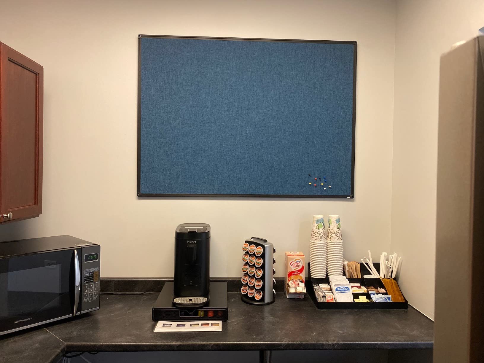 Cork Linen Bulletin Board 48 X 36 Inch (Grey), Black Aluminum Frame Wall Mounted Board Memo Pin Board for Office Home and School customer photo 1