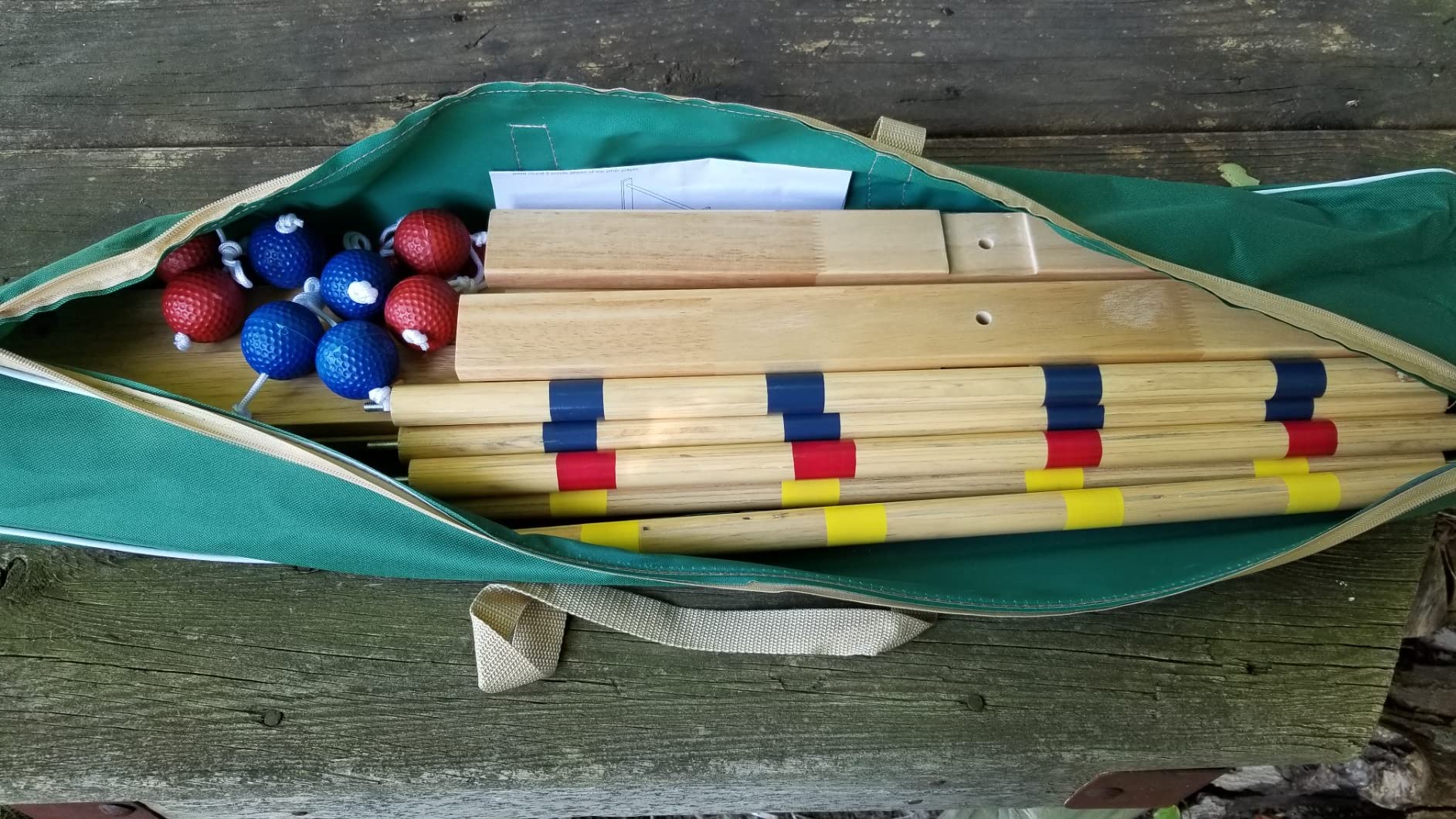 ApudArmis Ladder Toss Game Set, 35x26In Pine Wooden Golf Ladder Lawn Game with 6 Bolos Balls and Carrying Case customer photo 1