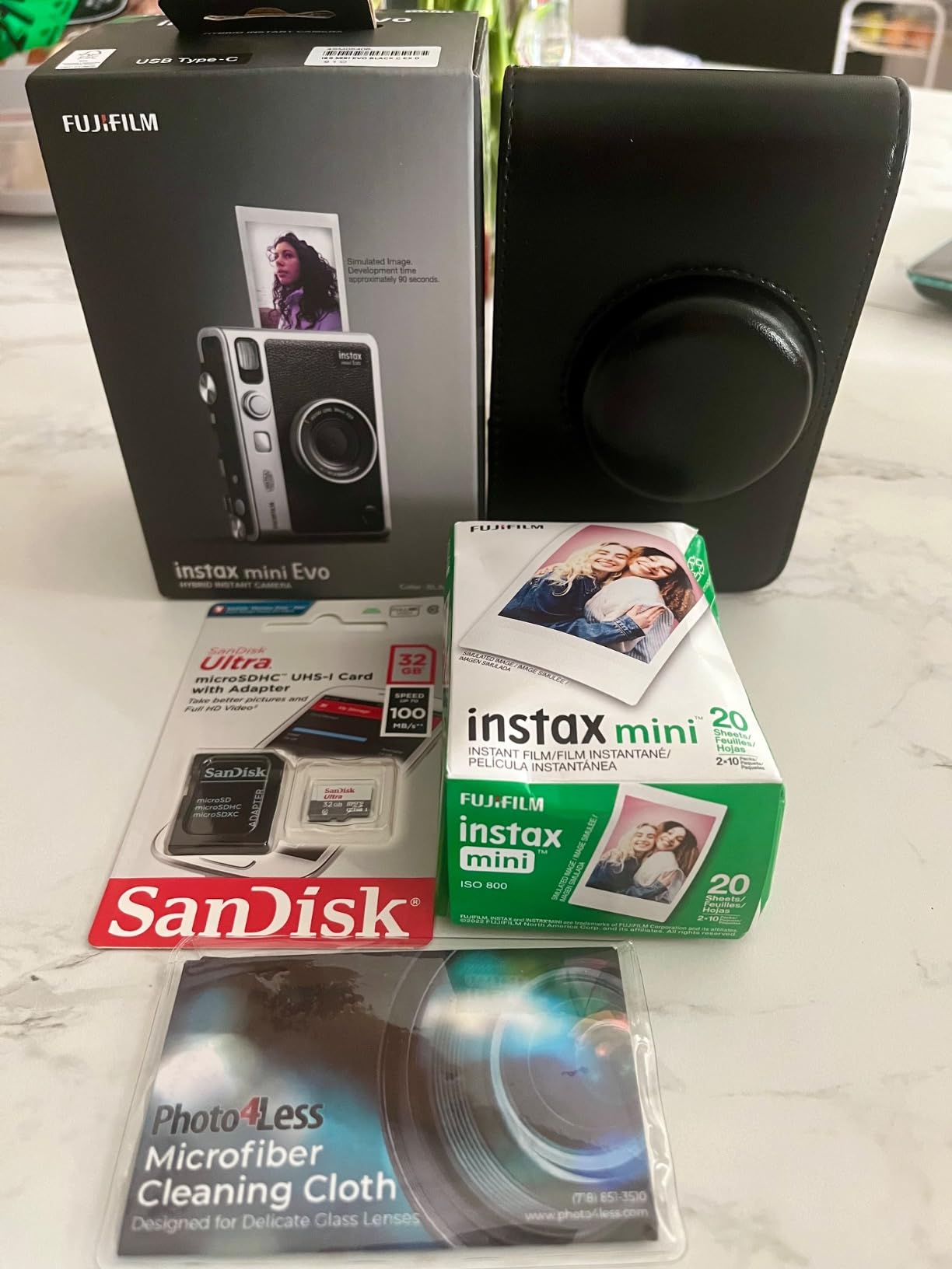Fujifilm Instax Mini EVO Hybrid Black Instant Camera | Instax Mini Twin Pack Instant Film | 32GB microSD Card with Adapter | Black Camera Case customer photo 2