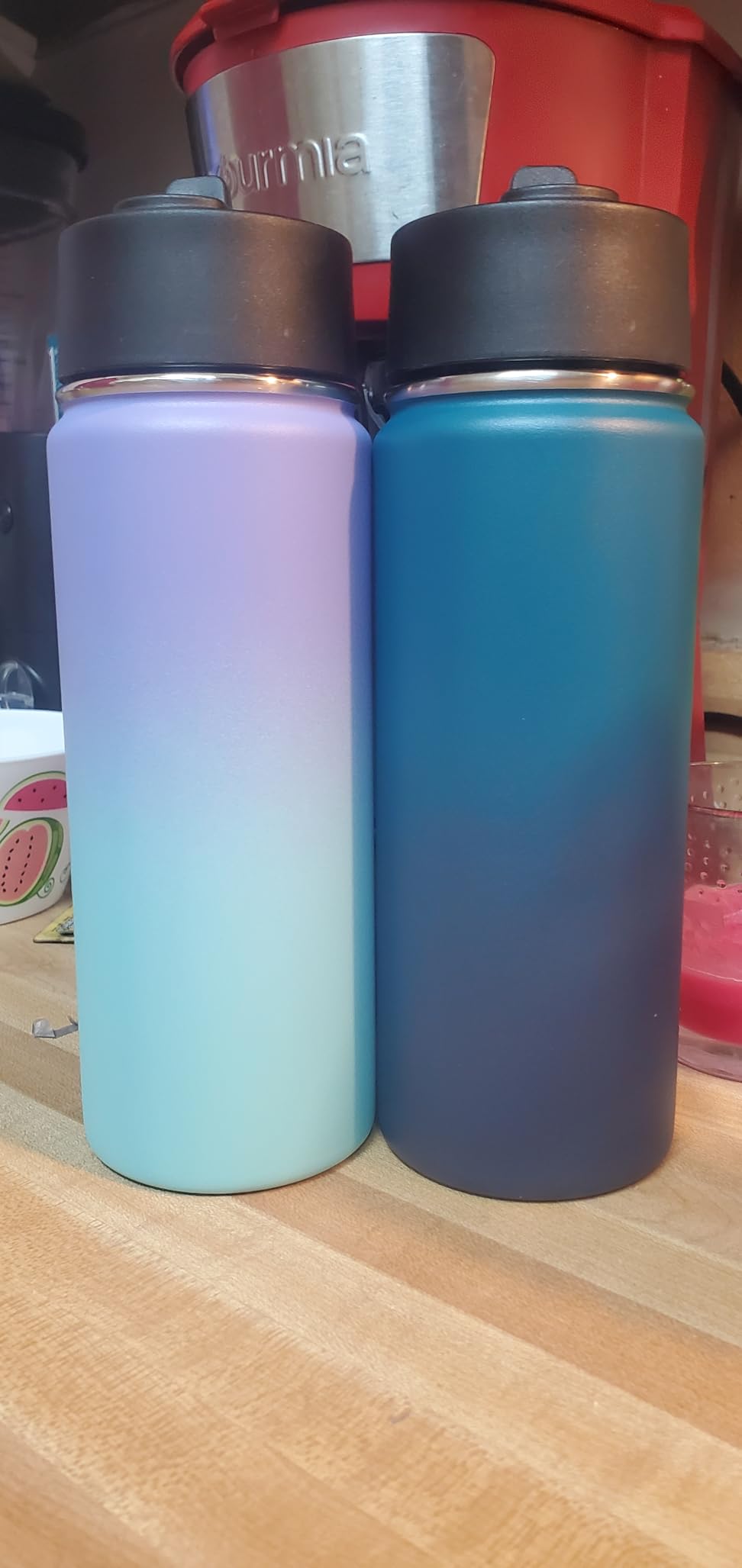 Volhoply 18oz Insulated Water Bottle Bulk 4 Pack, Kids Stainless Steel Water Bottles with Straw, Double Wall Vacuum Reusable Metal Bottle, Wide Mouth Sports Flask For Cold Drink (Assorted, 4 Set) customer photo 2