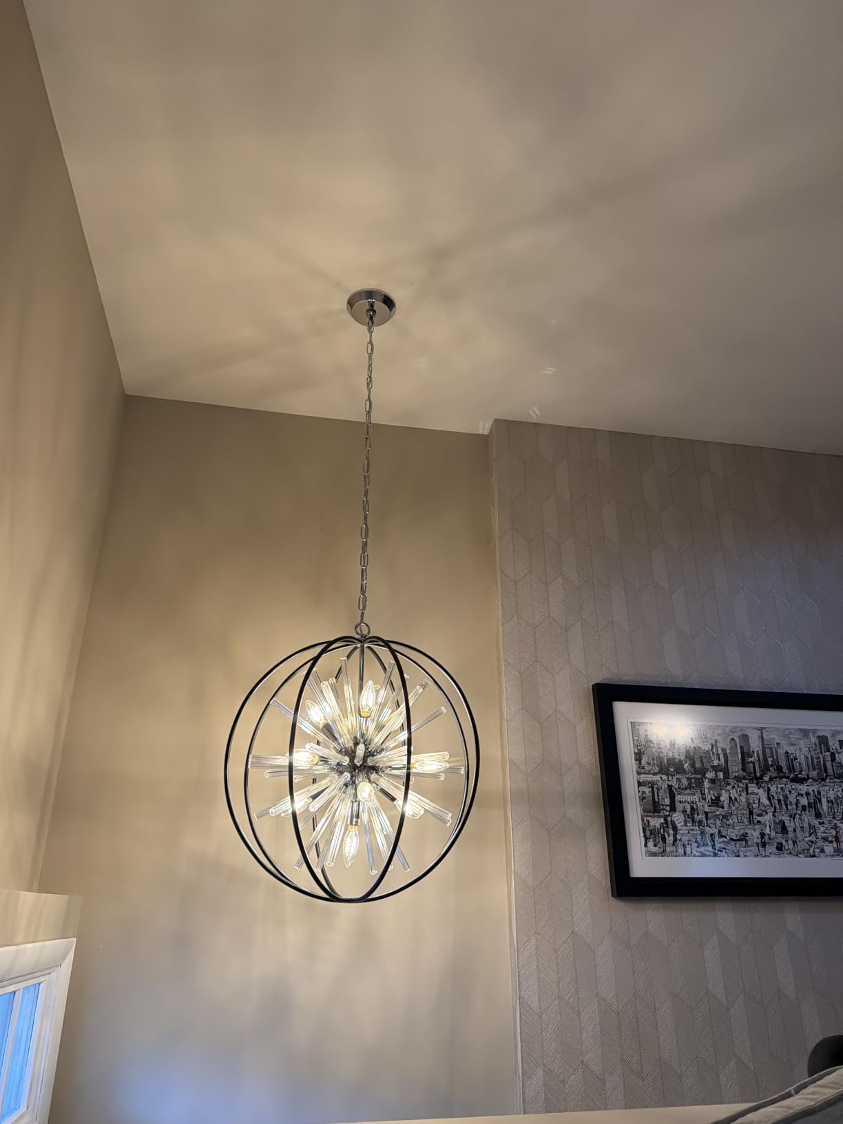 Modern Black Crystal Chandelier for Entryway Foyer High Ceiling | D27