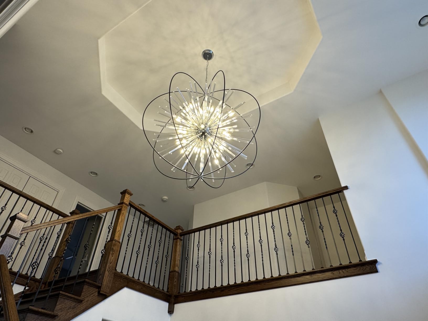 Modern Black Crystal Chandelier for Entryway Foyer High Ceiling | D27