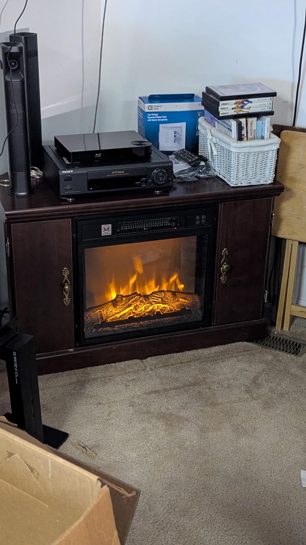 Tangkula 23 inch Electric Fireplace Insert, Recessed Fireplace w/ 3 LED Realistic Flame Effects, Remote Control, 30 Min to 6H Timer, Overheat Protection, 1400W Faux Fireplace for Bedroom Home customer photo 2