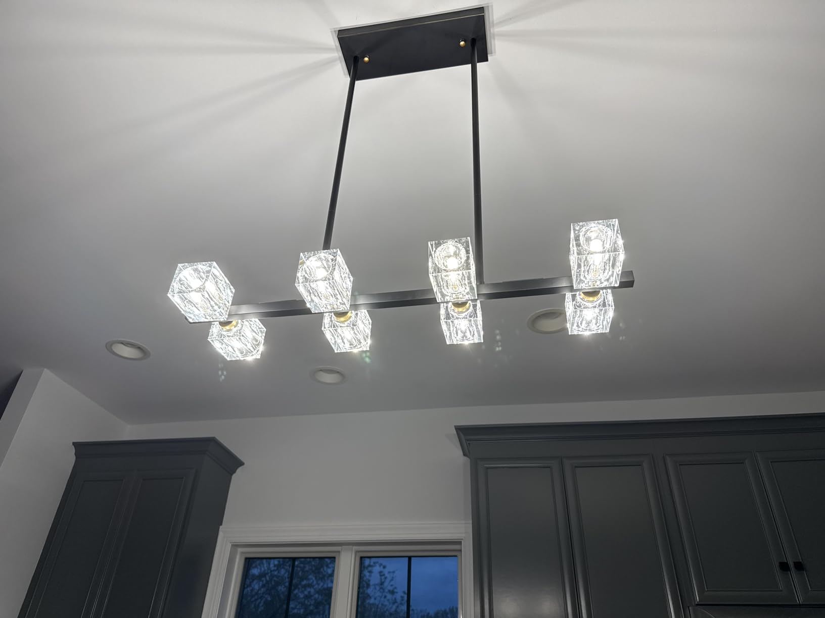 Modern Crystal Chandelier for Dining Room, Black and Gold Pendant Lights Fixture 8-Lights Adjustable Height Hanging Ceiling Light for Kitchen Island Bedroom Over Table Living Room customer photo 1