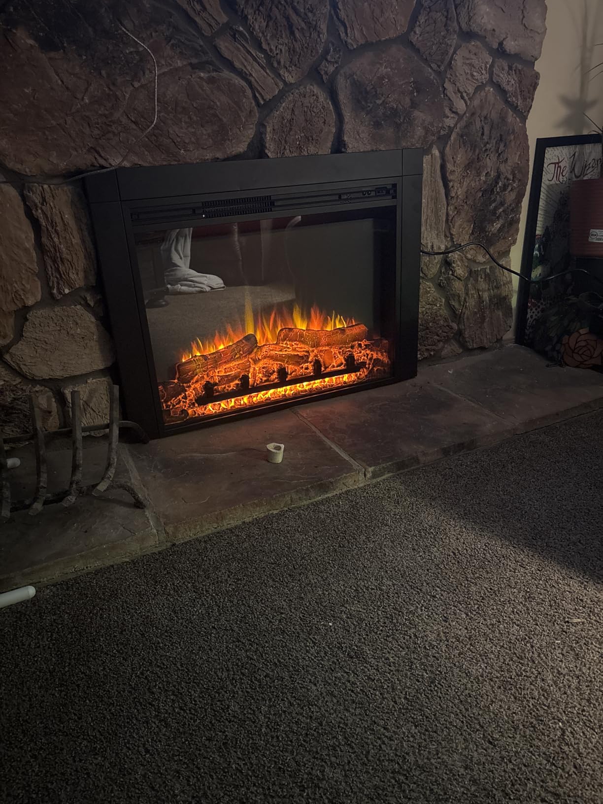 Jaden 32'' W x 25'' H (EF455) Electric Fireplace Insert with Front Trim Kit, Fire Crackling Sound, 750W/1500W Heater, Remote Control, Black customer photo 2