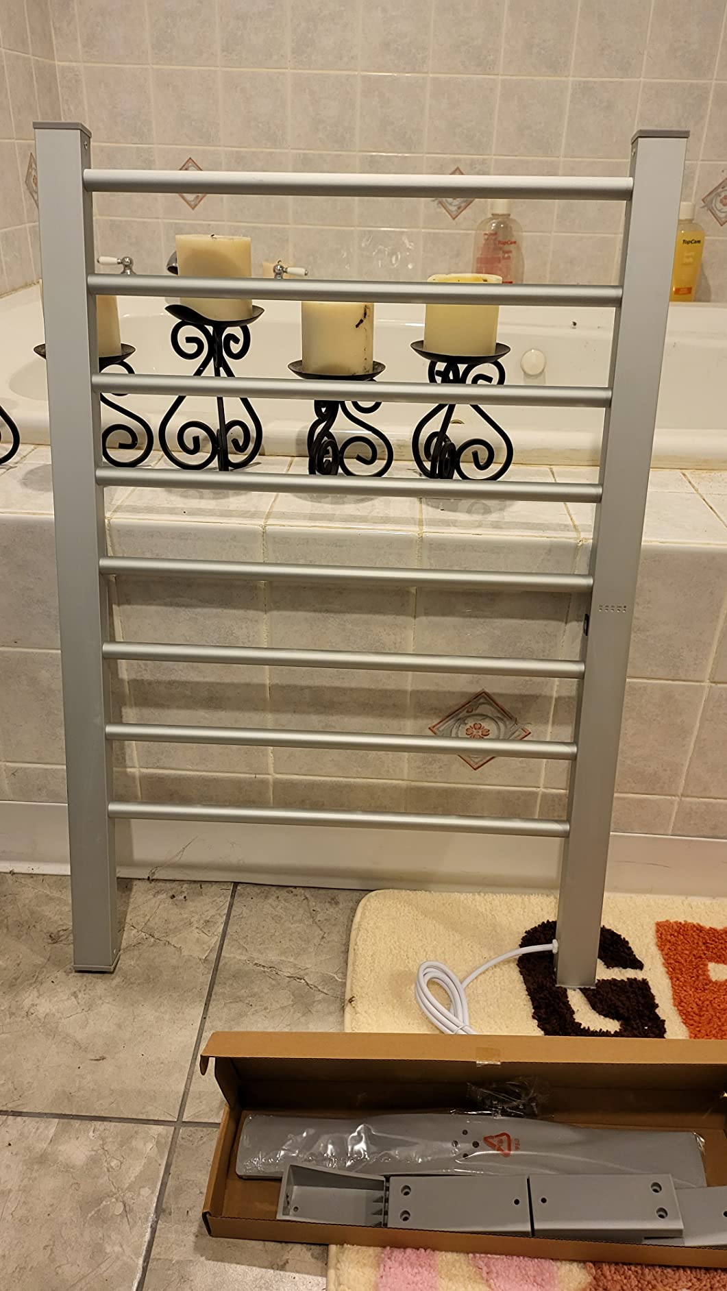 Towel Warmer with Timer, Towel Racks for Bathroom, 8 Bar Heated Towel Rack for Clothes Drying, Portable Free Standing Heater, Auto Cut Off Home Electric Heat Dryer, Wall Mount Thermostat Shelf customer photo 2