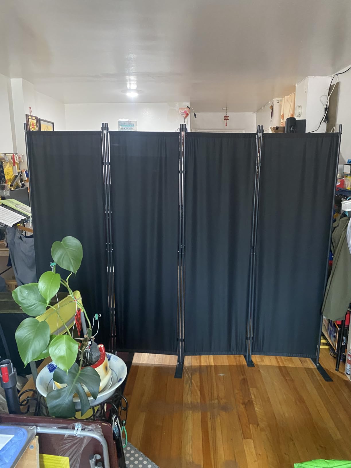 Room Divider 4 Panel-88''Wide,6FT Room Dividers and Folding Privacy Screens | Wider Metal Base & Non-wobbly, Fabric Divider Panel for Room Partition,Portable Wall Divider Screen for Bedroom,Office,Studio customer photo 2