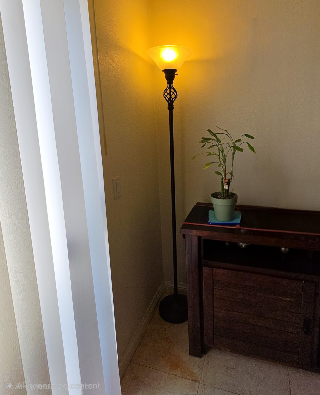 Torchiere Floor Lamp for Living Room, LED Standing Reading Light for Bedroom with Glass Shade for Living Room Corner Bedroom Home Office, Bulbs Included (Red Brown, Glass 1 Head) customer photo 2