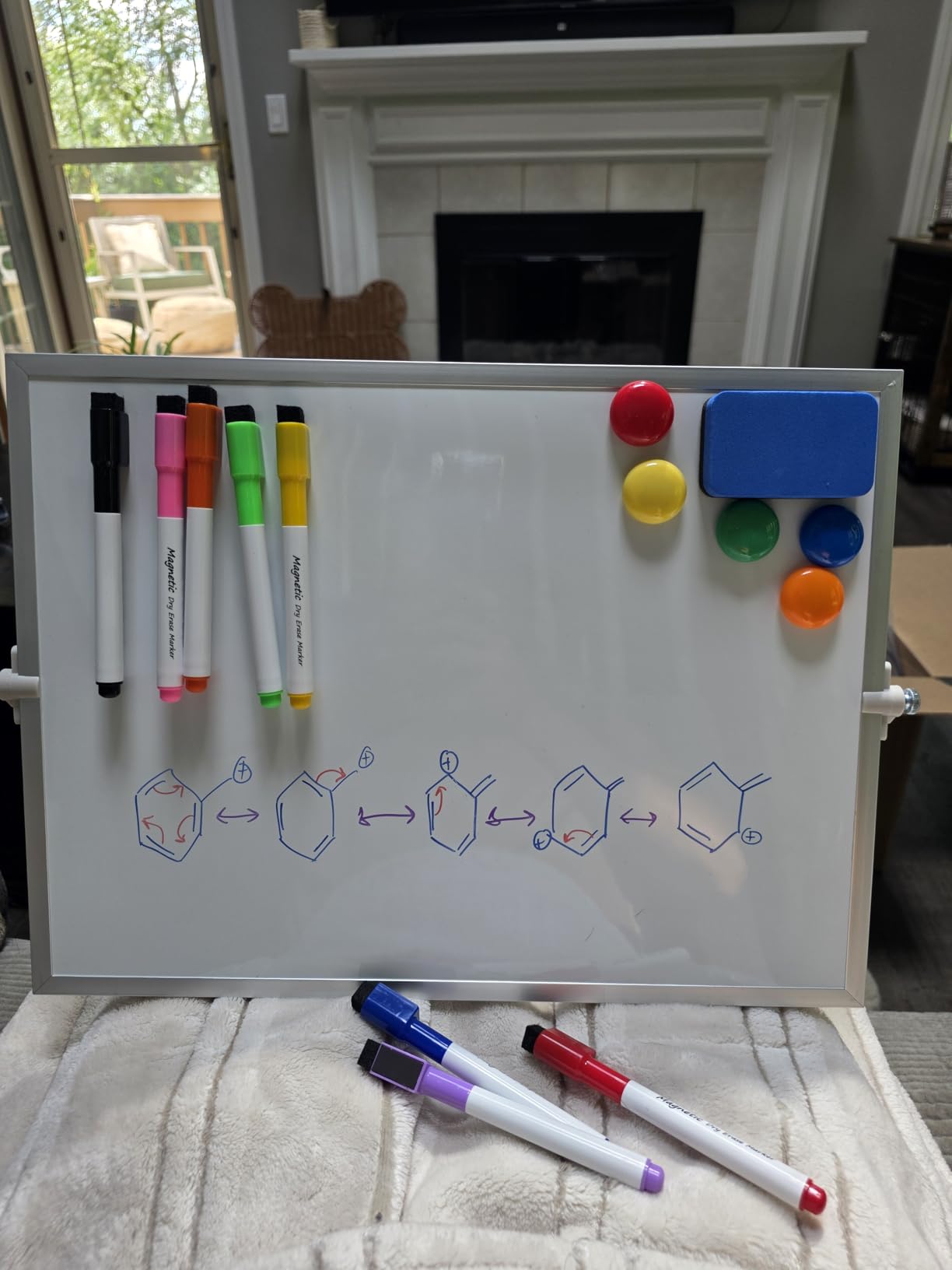Dry Erase White Board, Cazeyoo Magnetic Desktop Whiteboard 16 x 12inch with Stand, 10 Markers, 4 Magnets and 1 Eraser, Portable Double-Sided White Board for Kids Drawing, Office, Home, School customer photo 2