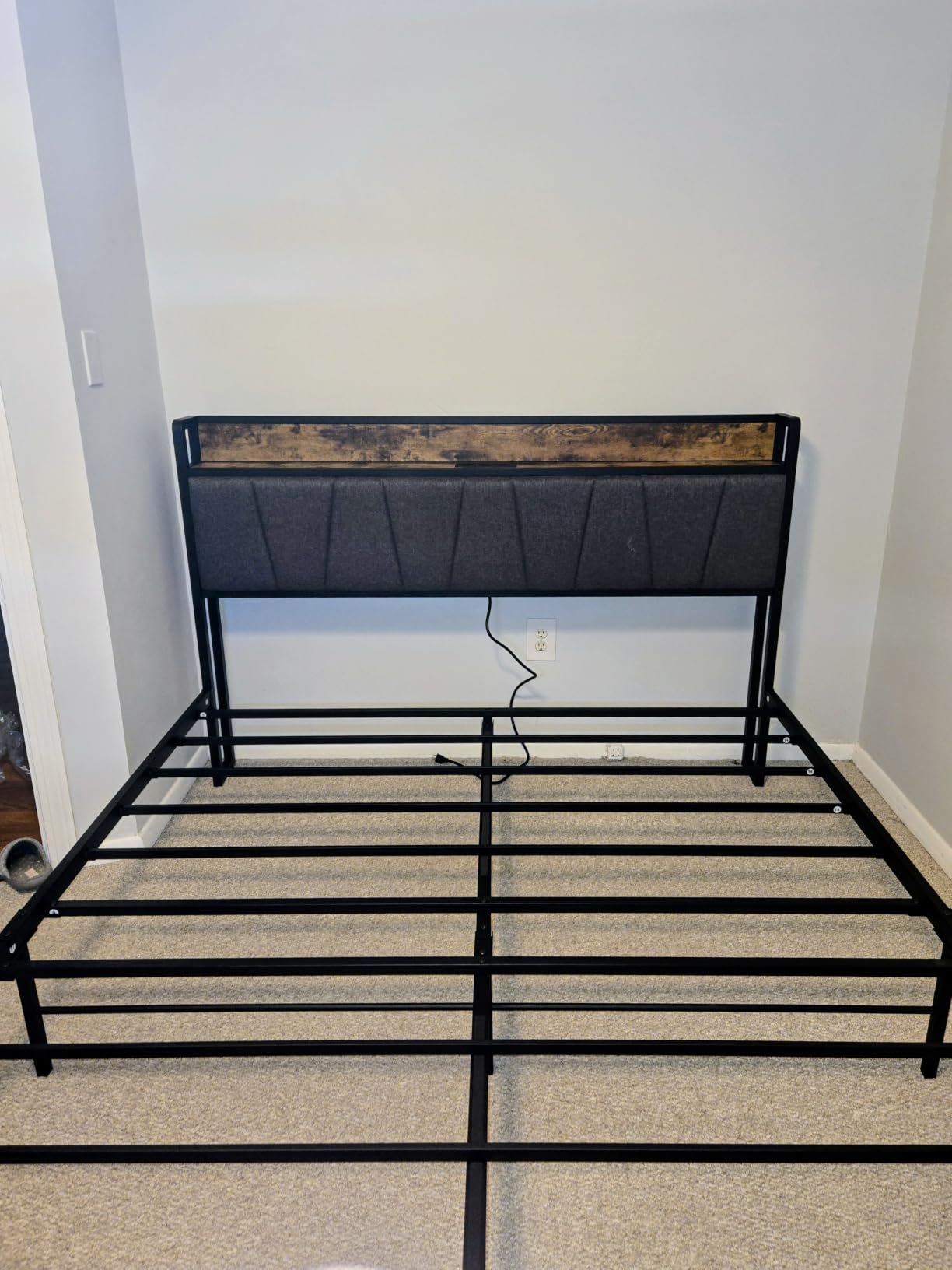 LIKIMIO Twin Bed Frames, Storage Headboard with Charging Station, Solid and Stable, Noise Free, No Box Spring Needed, Easy Assembly customer photo 1