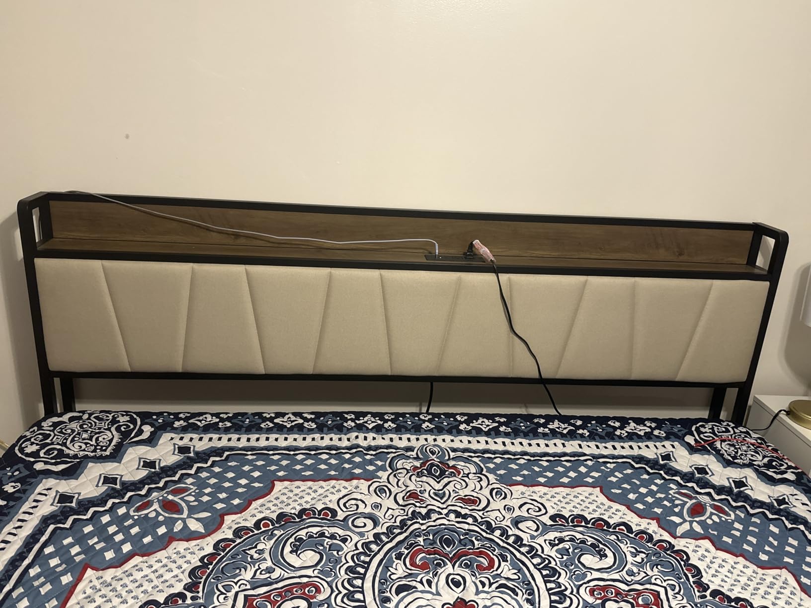 LIKIMIO Twin Bed Frames, Storage Headboard with Charging Station, Solid and Stable, Noise Free, No Box Spring Needed, Easy Assembly customer photo 2