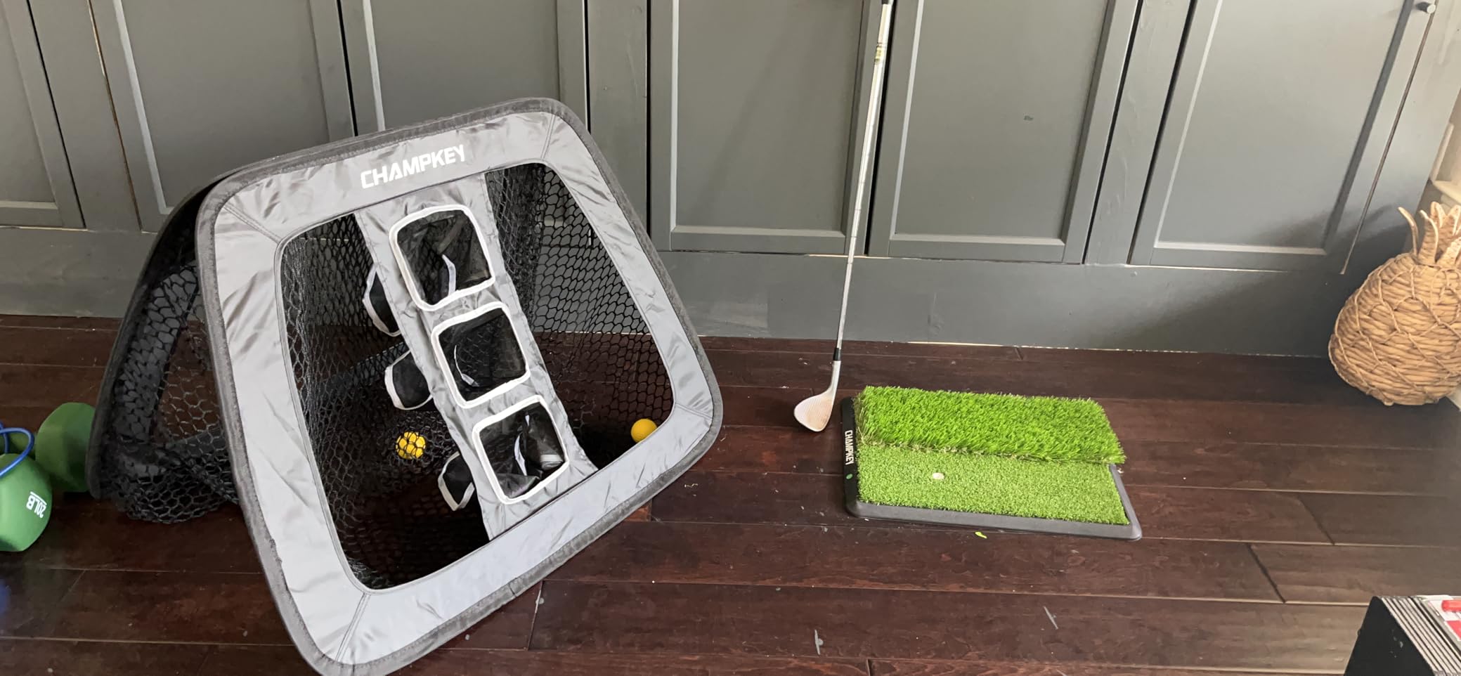 CHAMPKEY Double-Sided Golf Chipping Net with Mat and 12 Foam Balls - Professional Golf Practice Net customer photo 2