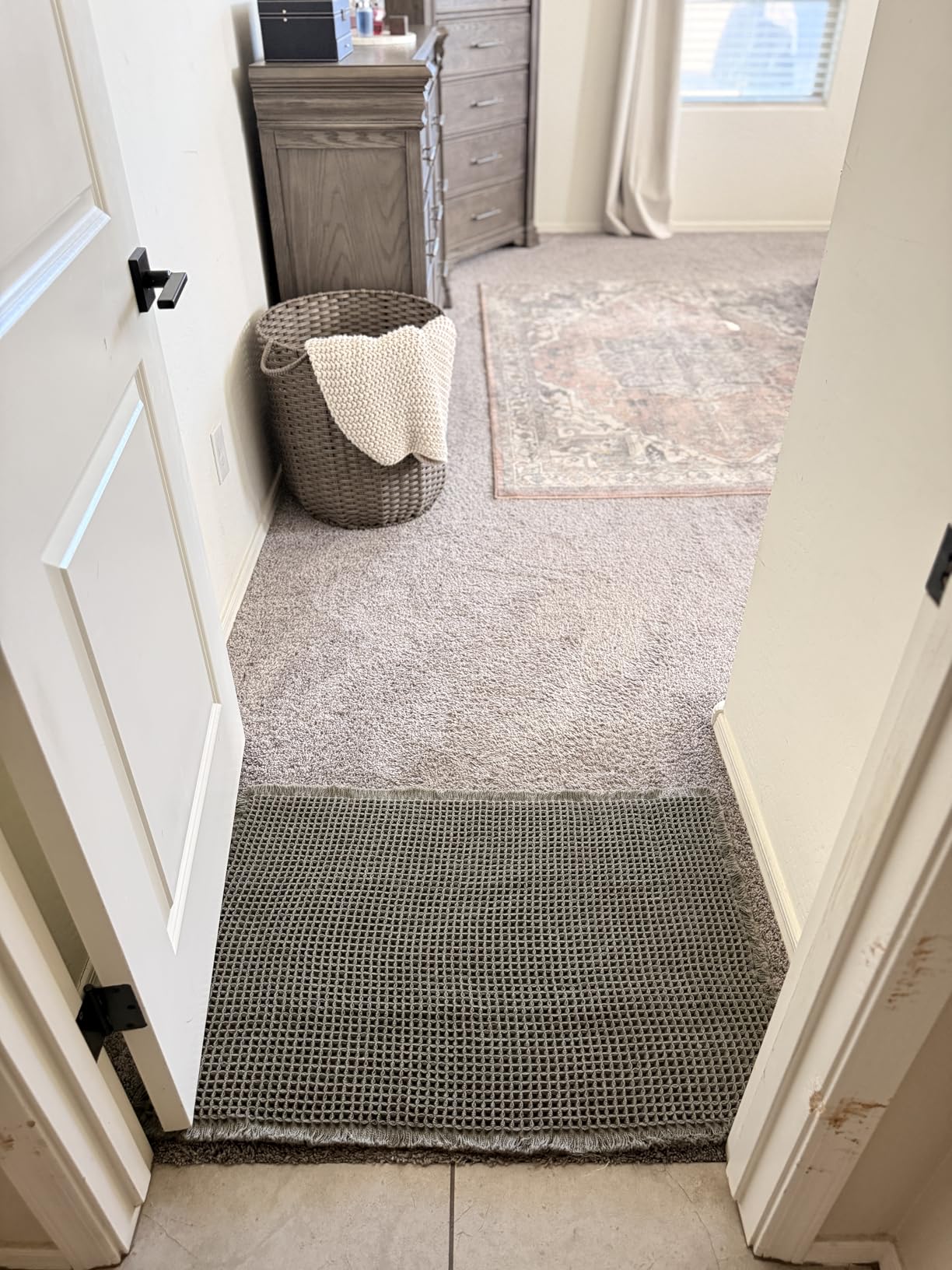 Upgraded Waffle Runner Rug, Super Absorbent Non Slip Bath Mats for Bathroom Floor, Machine Washable Bathroom Runner Rug with Tassels, Ideal for Hallway Bedroom Laundry Room, Brown, 2'x 6' customer photo 2