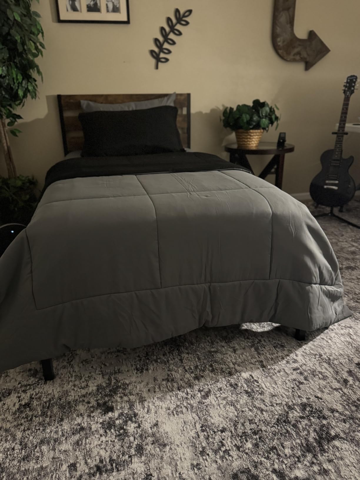 DMOYEST Area Rug Living Room Rugs - 9x12 Large Soft Indoor Neutral Modern Abstract Low Pile Washable Rug Carpet for Bedroom Dining Room Farmhouse Home Office - Grey customer photo 2