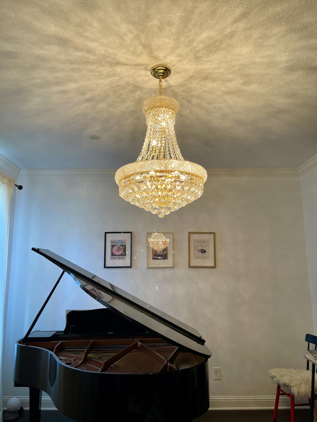 Crystal Chandeliers for Dining Room Light Fixture,Empire Style K9 Crystal Chandeliers for Entryway,12 Lights Gold Luxury Lighting Fixtures for Living Room Stairway Bedroom Foyer D22 Inch customer photo 1