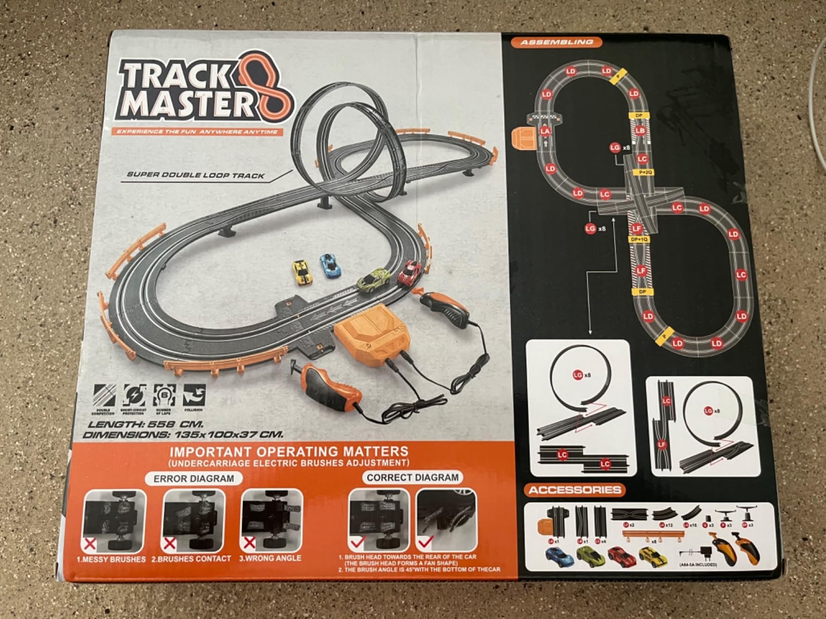 Slot-Car-Race-Track-Sets for Boys Kids, Battery or Electric Race Car Track with 4 High-Speed Slot Cars, Dual Racing Game 2 Hand Controllers Circular Overpass Track, Toys Gifts for 6-8 8-12 Boys Girls customer photo 1