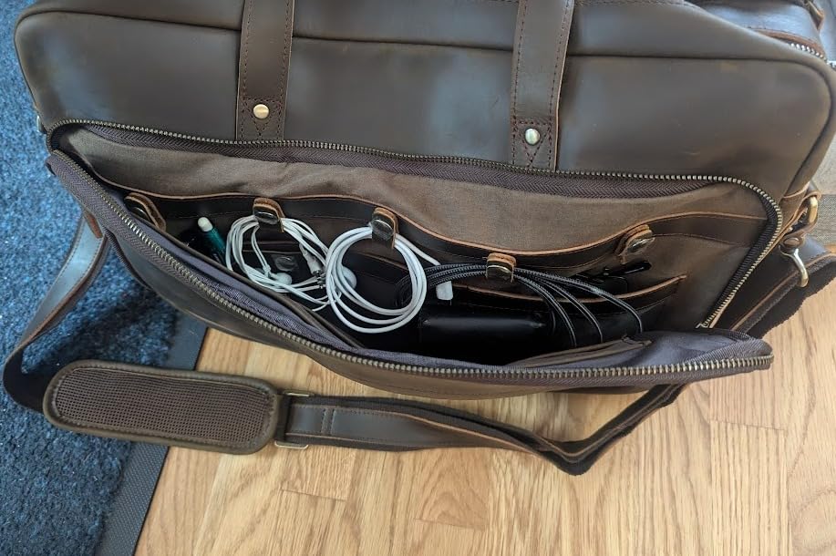 Masa Kawa Leather Briefcase for Men 15.6